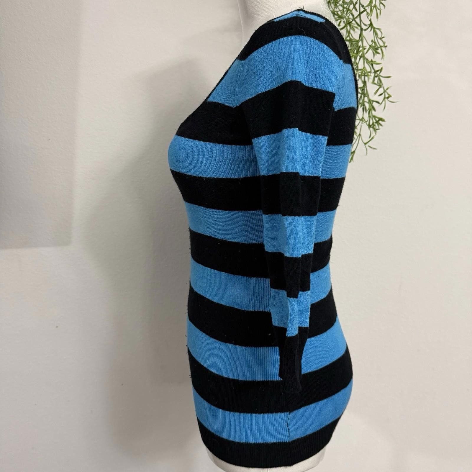 Designer Grunge Goth Y2k Striped Teal Wetseal Small Top Size S / US 4 / IT 40 - 3 Thumbnail