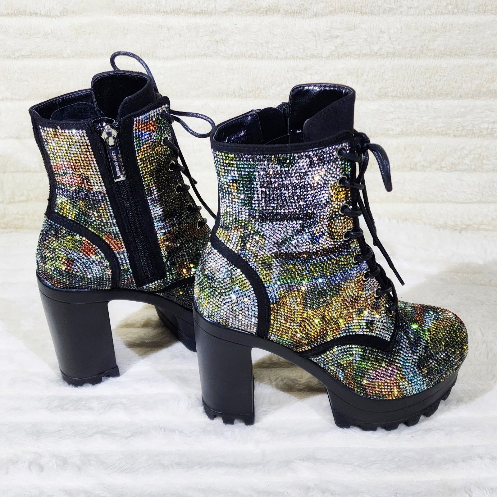 Other News Story Multi Sparkle Rhinestone Lug Sole Chunky High Hee Size US 5 / IT 35 - 2 Thumbnail