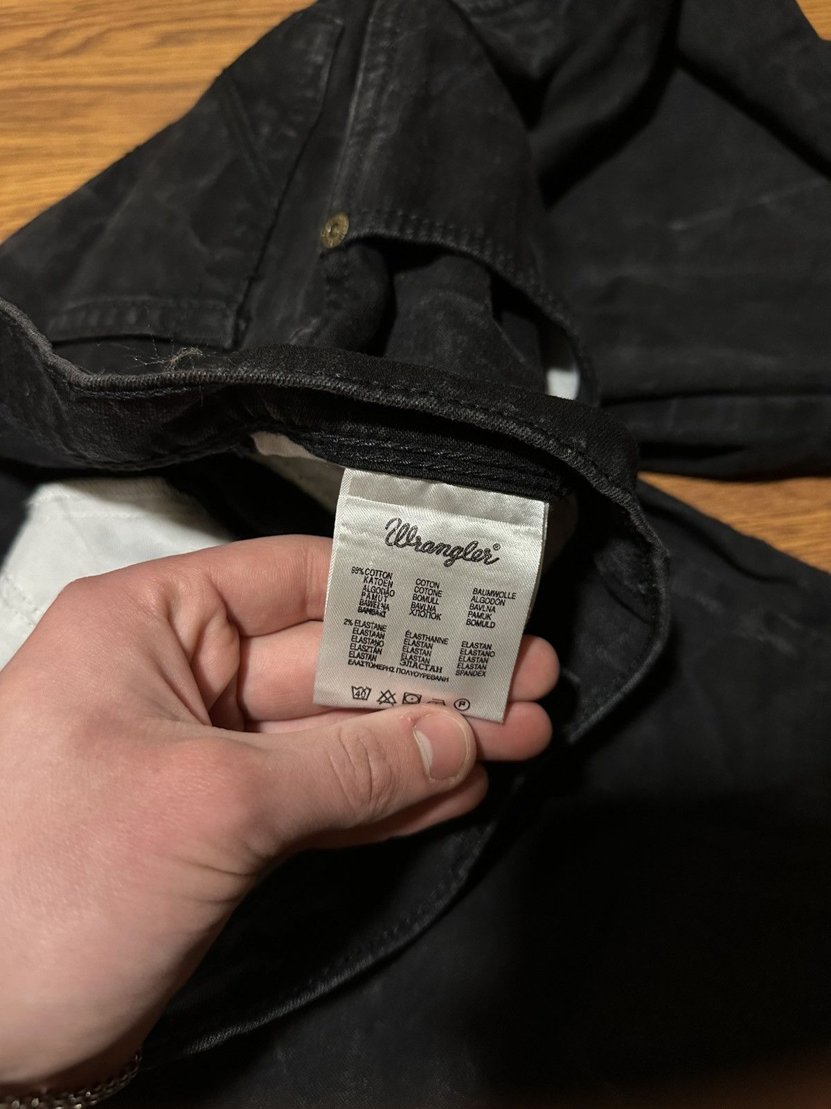 If Six Was Nine × Vintage × Wrangler Jeans Wrangler Black jeans with a white marble look Size US 38 / EU 54 - 7 Thumbnail