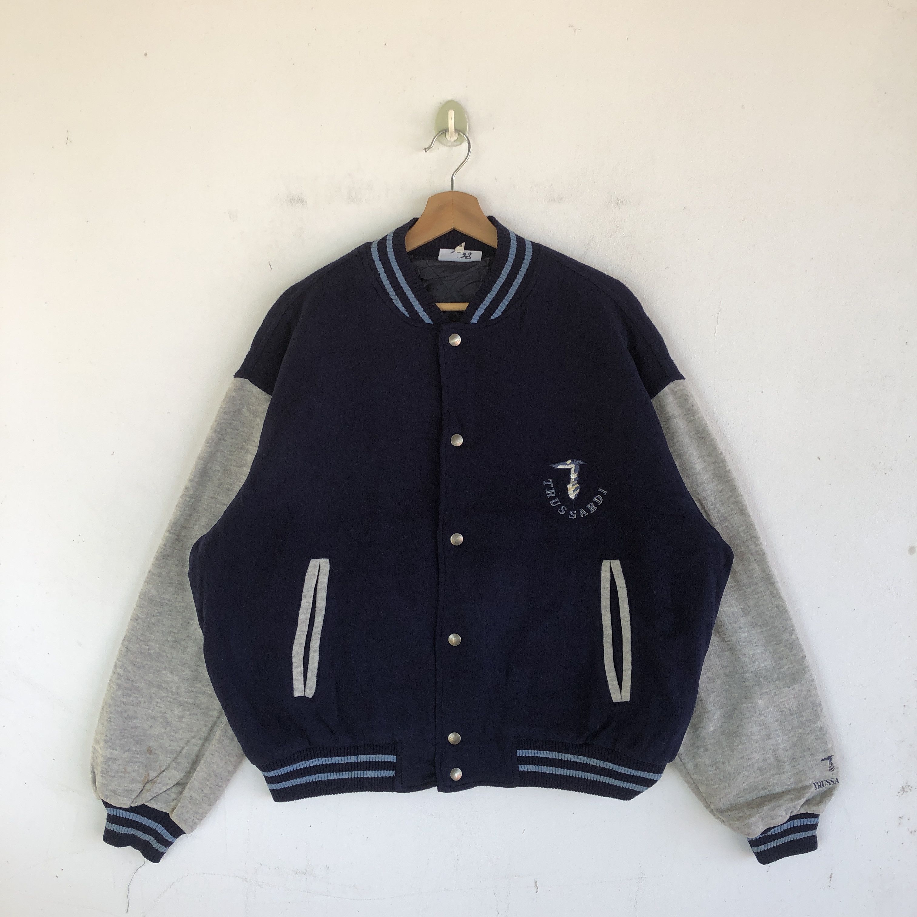 Trussardi × Vintage Vintage Trussardi Varsity Jacket Letterman Wool Jackets Size US XL / EU 56 / 4 - 2 Thumbnail