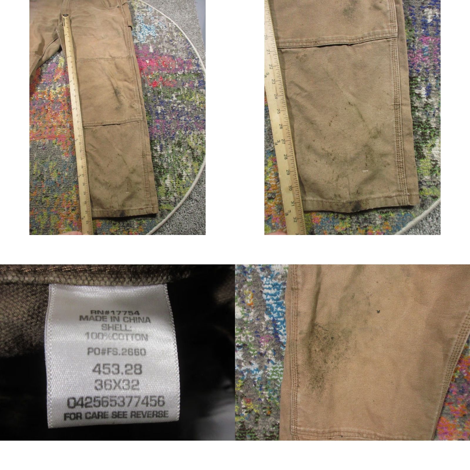 Vintage Key Carpenter Jeans Mens 36x32 Brown Canvas Distressed 5-Pocket Straight Leg Workwear Denim Cotton Size US 36 / EU 52 - 8 Thumbnail