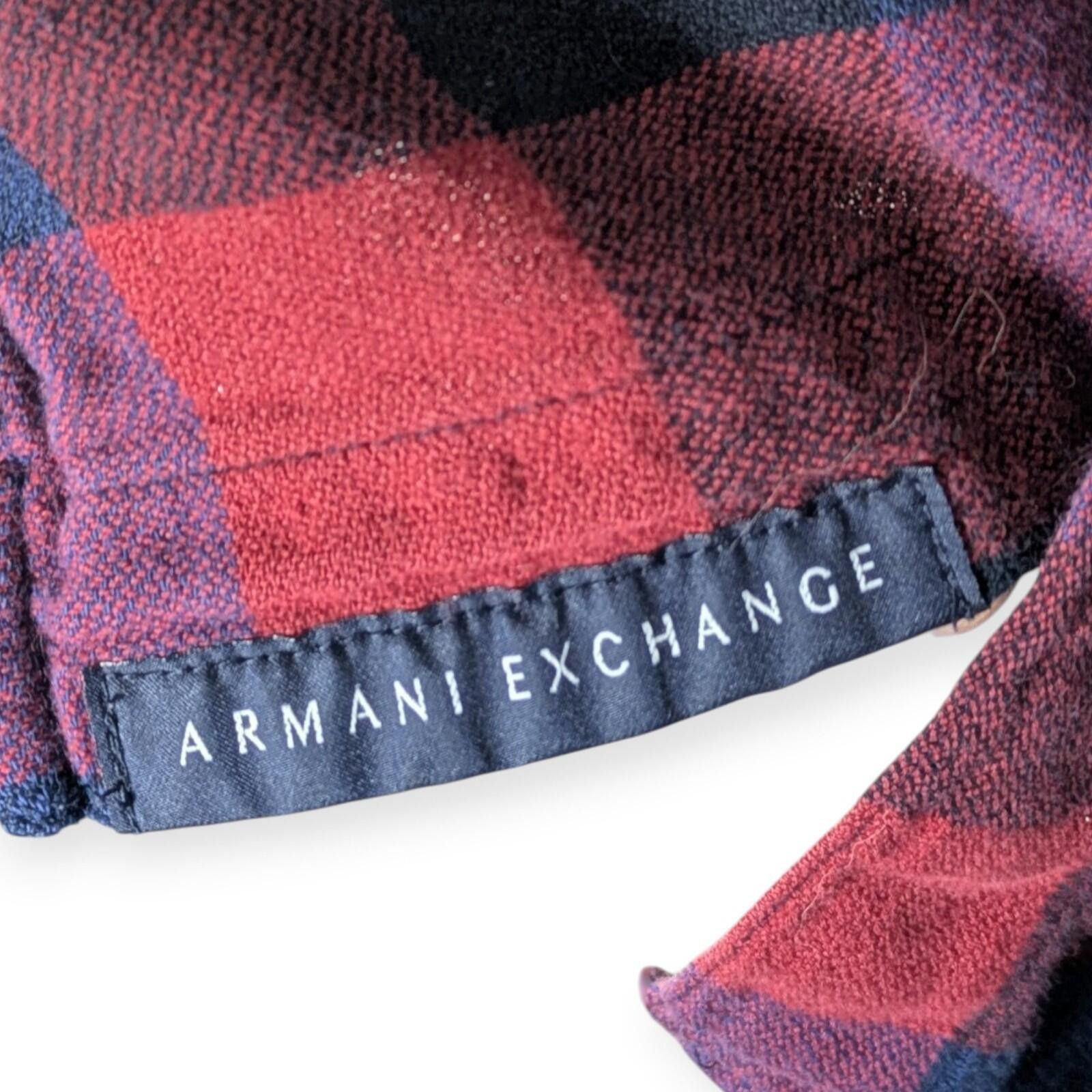 Armani Exchange Men's Armani Exchange XL Red Black Plaid Button Down Shirt Size US XL / EU 56 / 4 - 5 Thumbnail