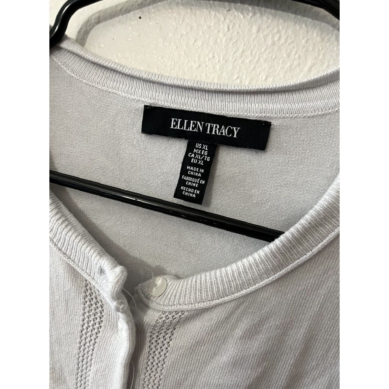 Ellen Tracy VINTAGE Ellen Tracy Cardigan Womens XL Ivory White 3/4 Sleeve Button Front Viscose Blend Women Clothing Size XL / US 12-14 / IT 48-50 - 3 Thumbnail