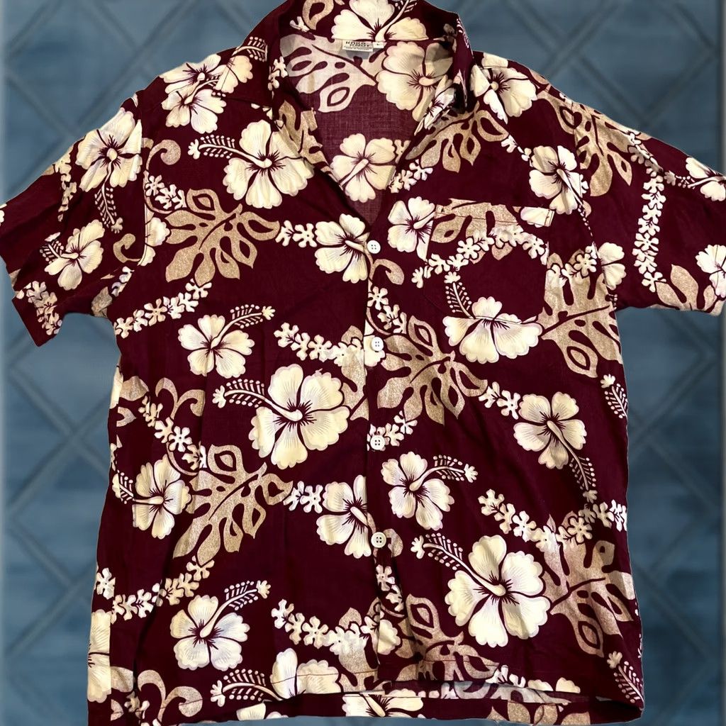 Vintage VINTAGE Kono Knot Hawaiian Shirt Maroon Floral Button-Down Rayon Large Mens L Short Sleeve Button Up Size US L / EU 52-54 / 3 - 1 Thumbnail