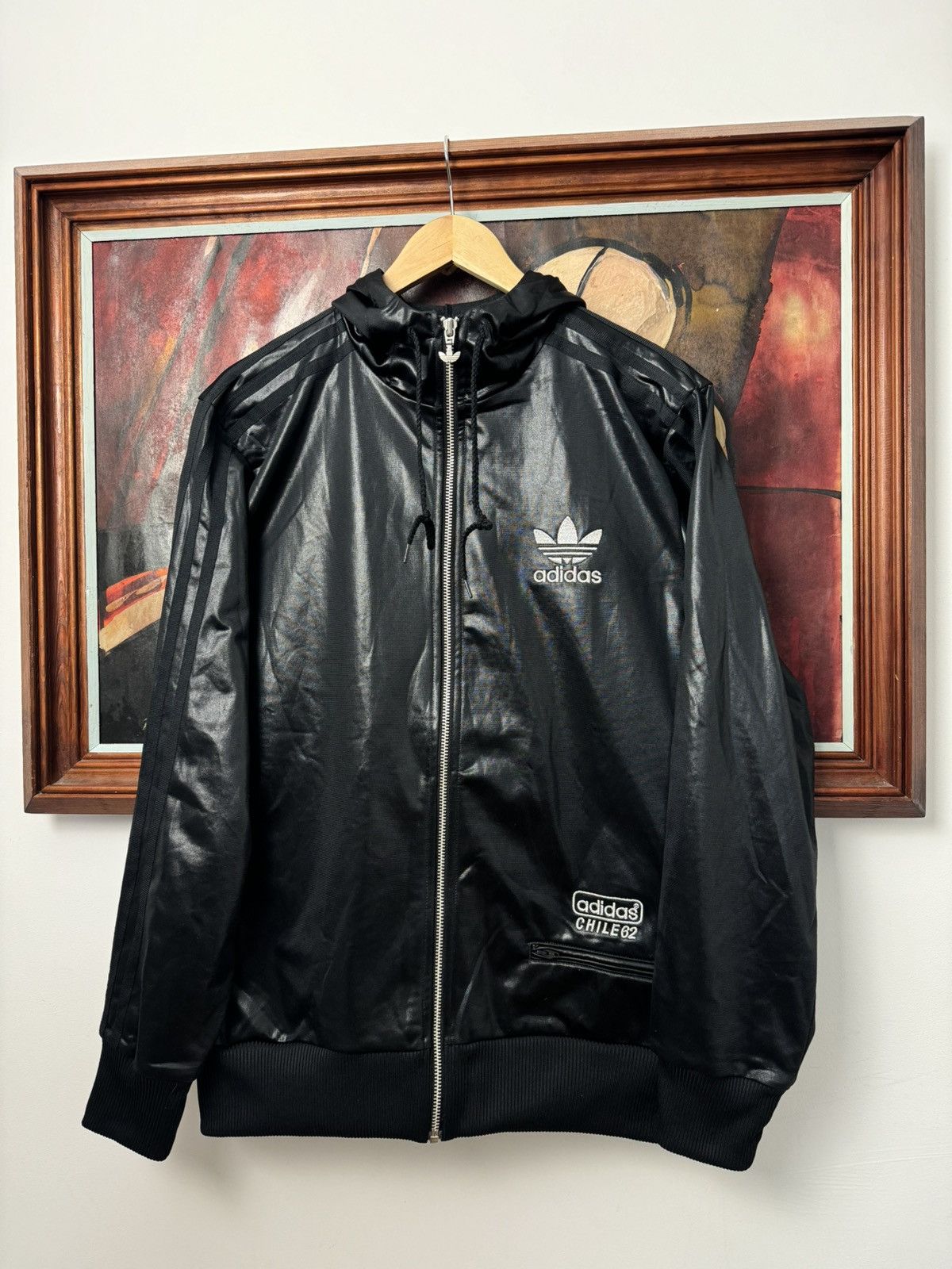 adidas chile62 光沢 トラックジャケット ジャージ フードパーカー