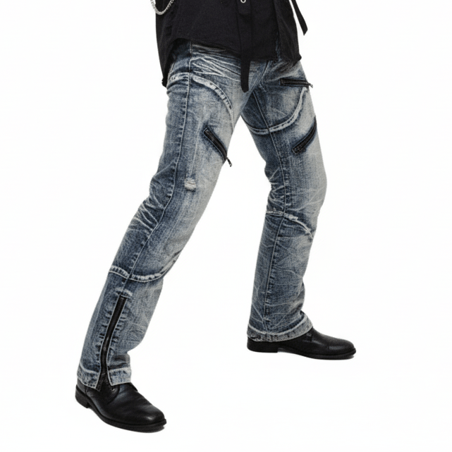 Japanese Brand 2002 Lowbox Japan D-Blu Collection Punk Denim Jeans Size US 35 - 1 Thumbnail