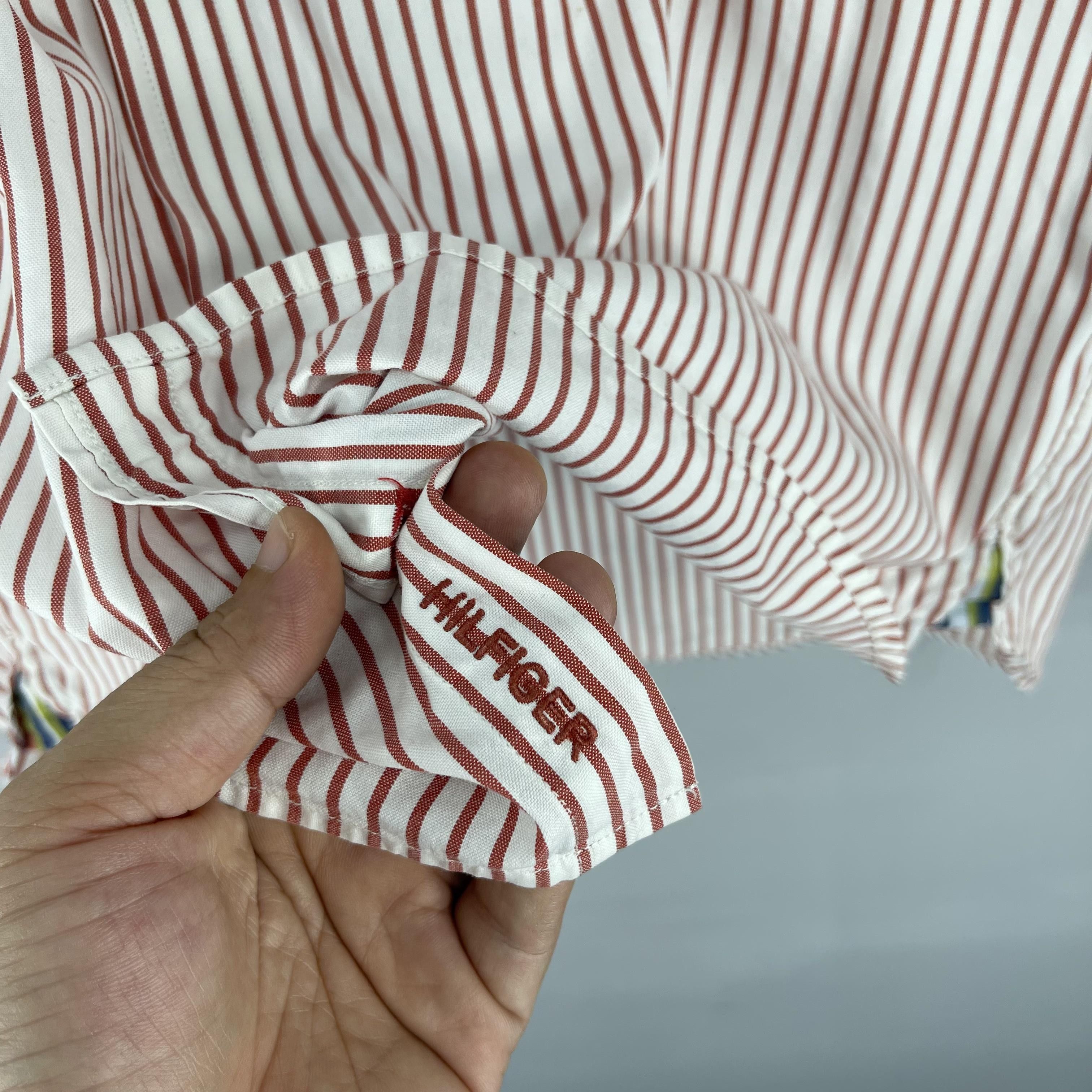 Tommy Hilfiger Vintage TOMMY HILFIGER Vertical Red/White Stripes Flannel Size US M / EU 48-50 / 2 - 6 Thumbnail