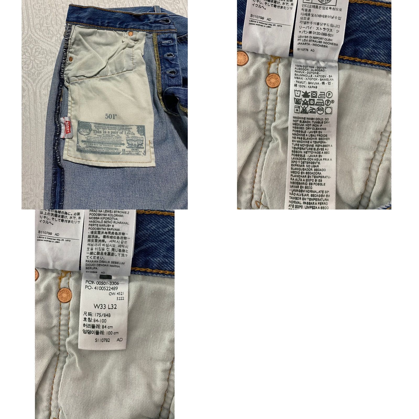 Levi's Levi's 501 Mens Jeans 33x32 Medium Wash Blue Straight Leg Button Fly Original Fit Size US 33 - 8 Thumbnail