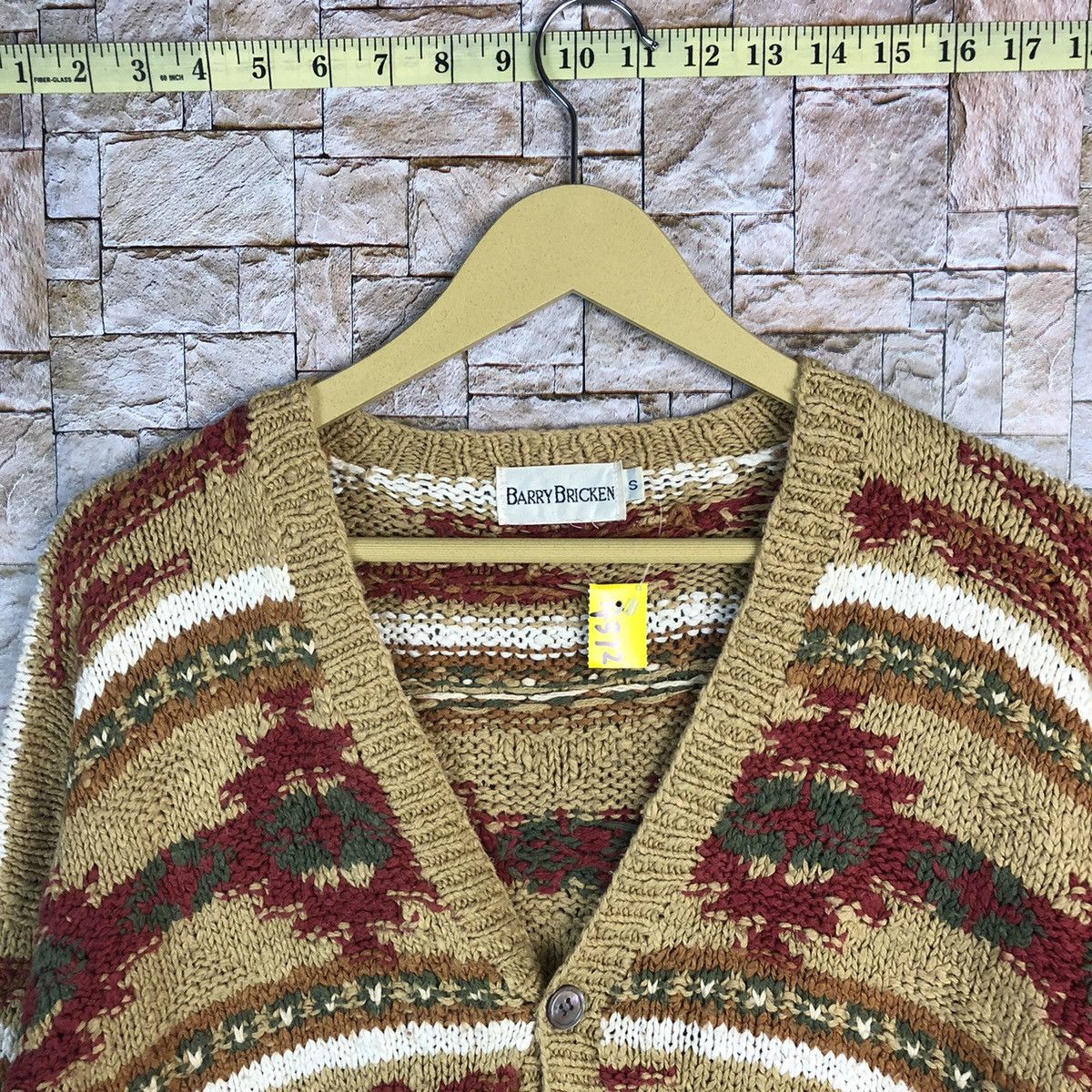 Barry Bricken D Barry Bricken Brown Red art knitwear Cardigan #A372 Size US S / EU 44-46 / 1 - 4 Thumbnail
