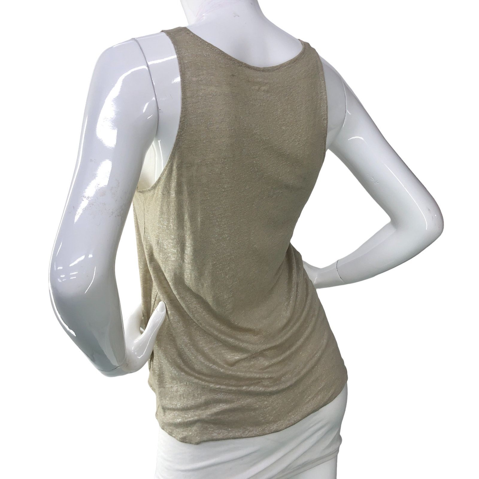 MAJESTIC FILATURES Majestic Paris Size 1 US XS Tank Top Linen Scoop Neck Khaki Size XS / US 0-2 / IT 36-38 - 6 Thumbnail