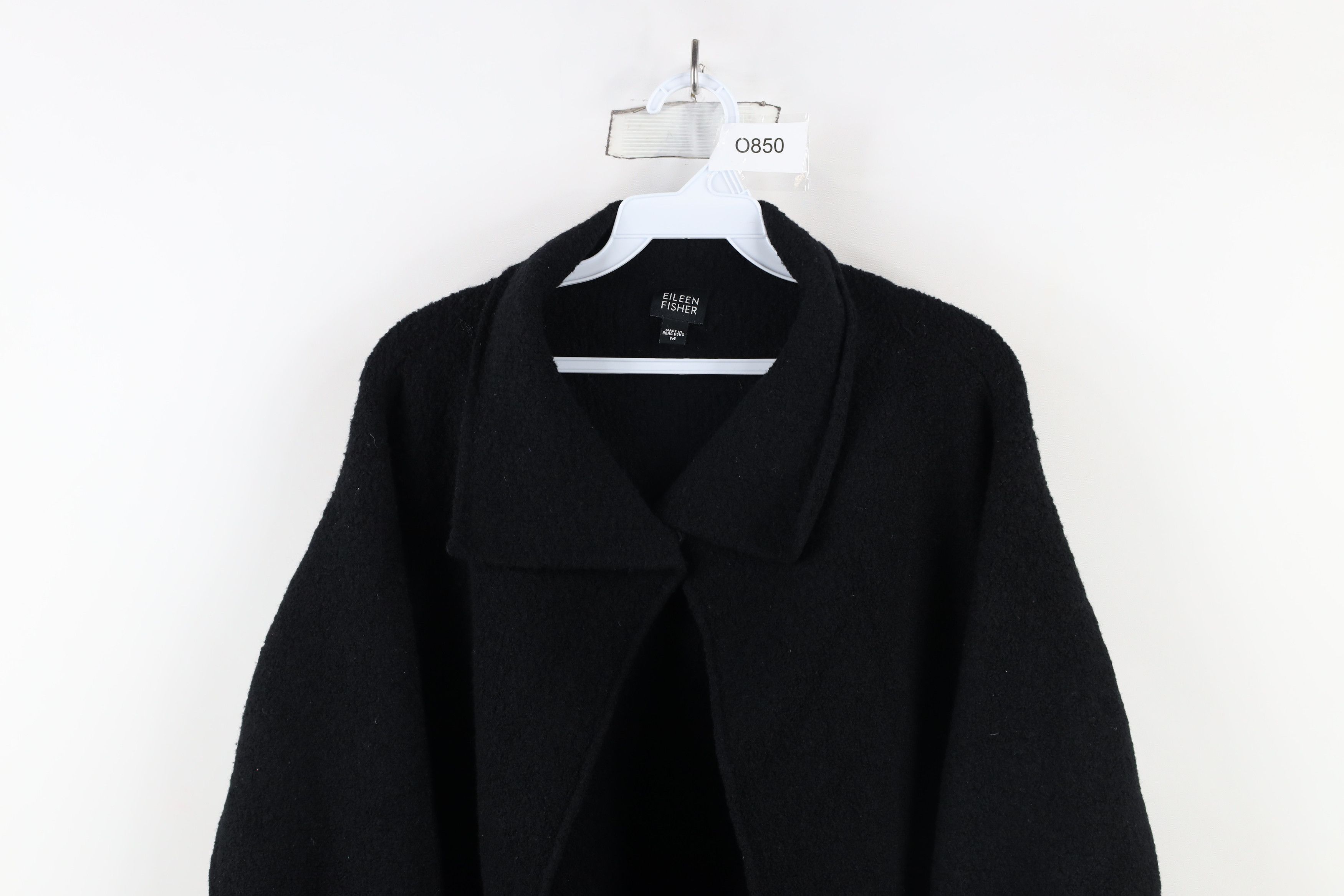 Eileen Fisher × Vintage Eileen Fisher Wool Collared Top Button Sweater Black Size M / US 6-8 / IT 42-44 - 2 Thumbnail