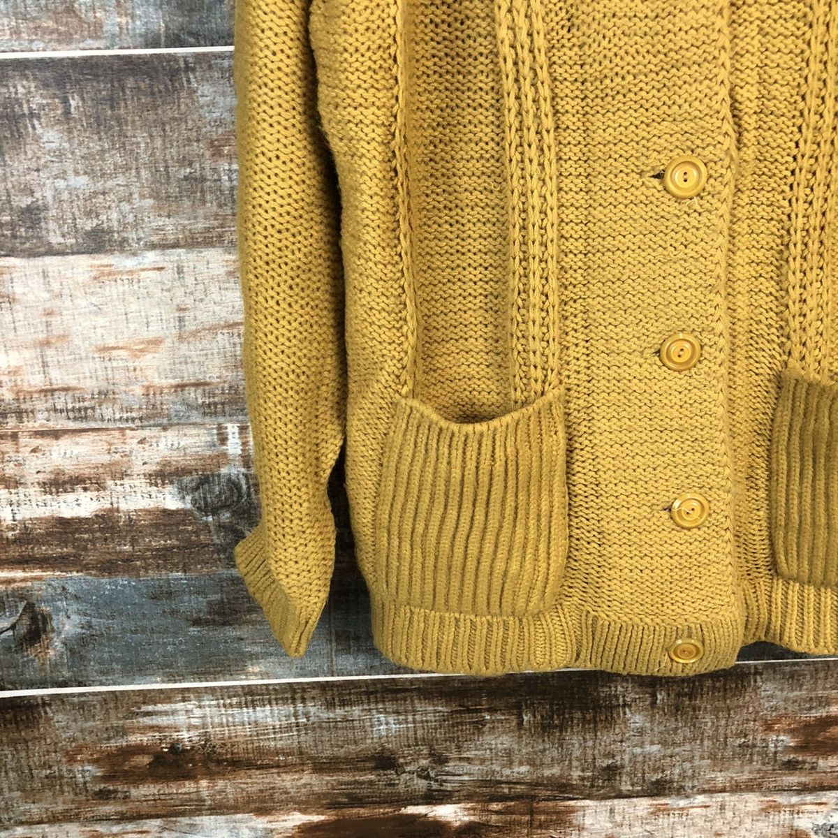 Vintage DL Japanese Brand Yellow Cardigan Knitwear #C606 Size US L / EU 52-54 / 3 - 7 Thumbnail