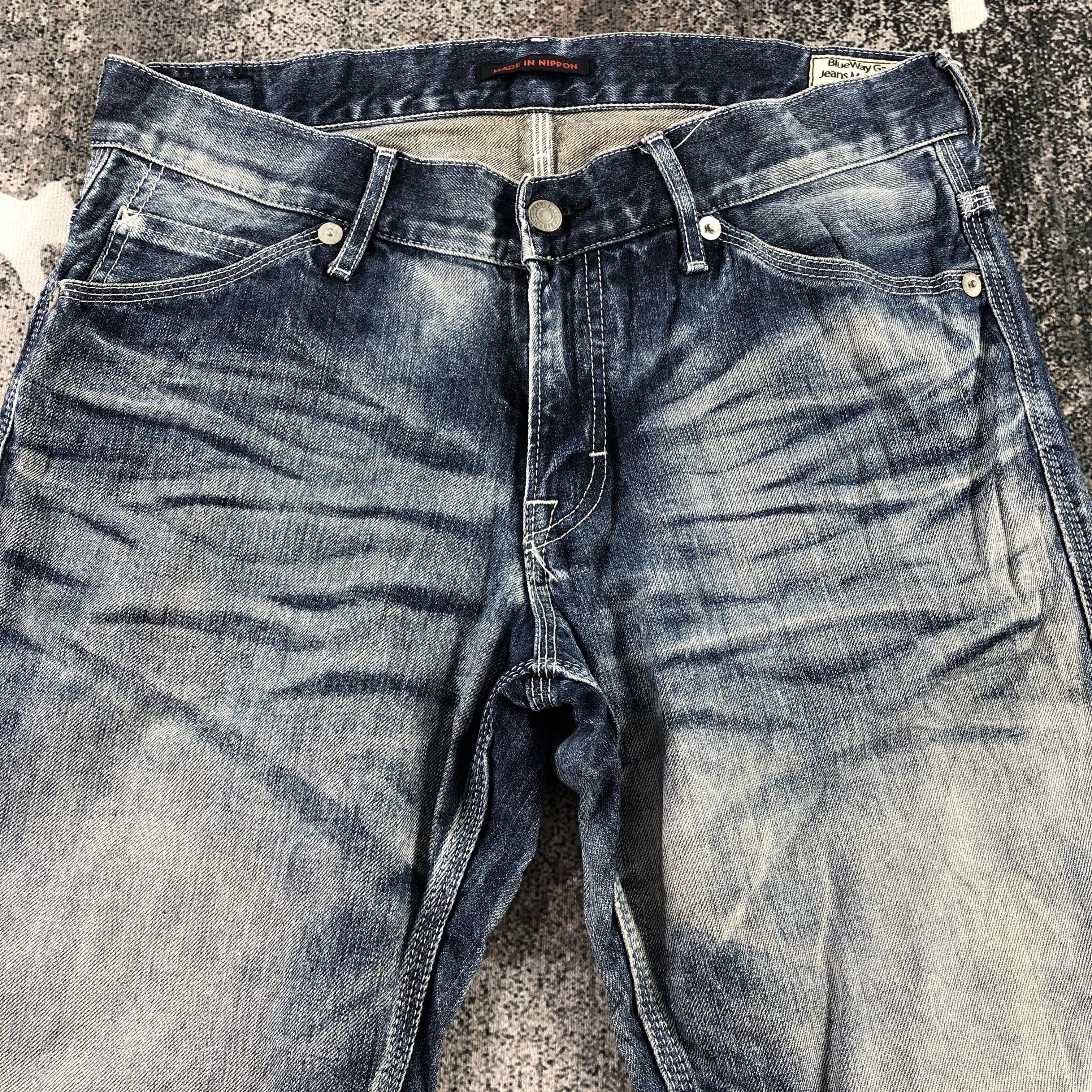 Japanese Brand Blue Way Japan Jeans Distressed Faded BLue Denim KJ1300 Size US 32 / EU 48 - 3 Thumbnail