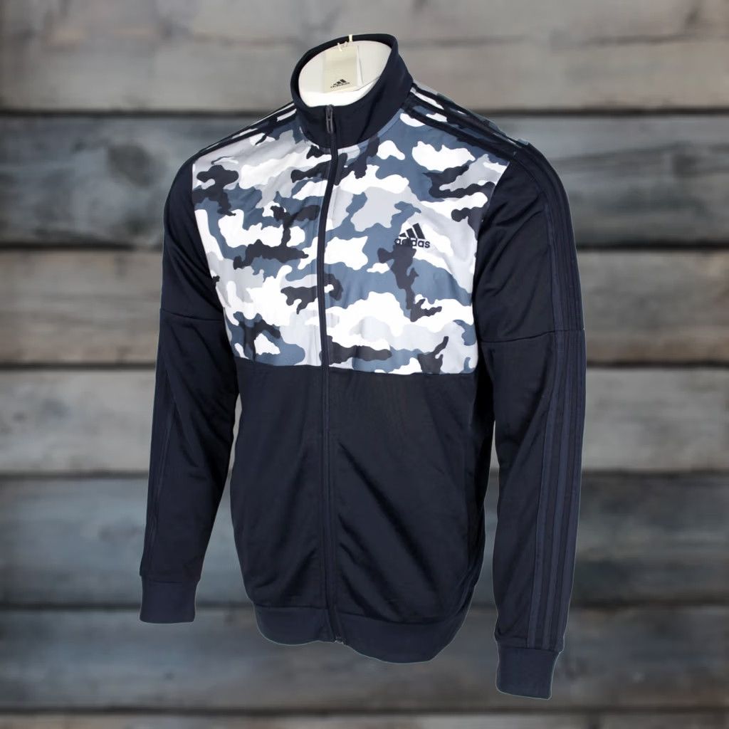 Adidas Adidas Men's Trio Track Jacket Full Zip L Large Legend Ink Camo Size US L / EU 52-54 / 3 - 1 Thumbnail