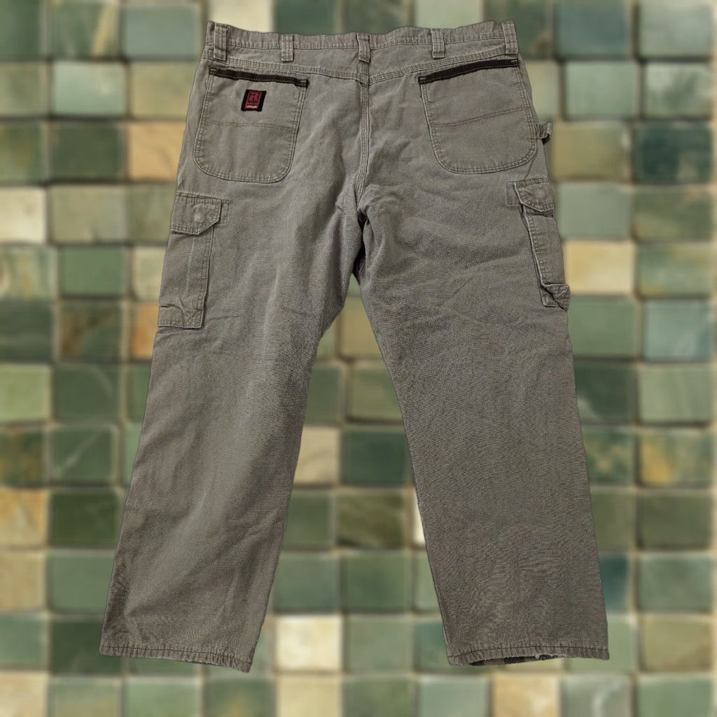 Wrangler Wrangler RIGGS Workwear Pants Men 42x30 Canvas Double Knee Flannel Lined Cargo Pocket Steel Green Regular Mens Size US 42 / EU 58 - 1 Thumbnail