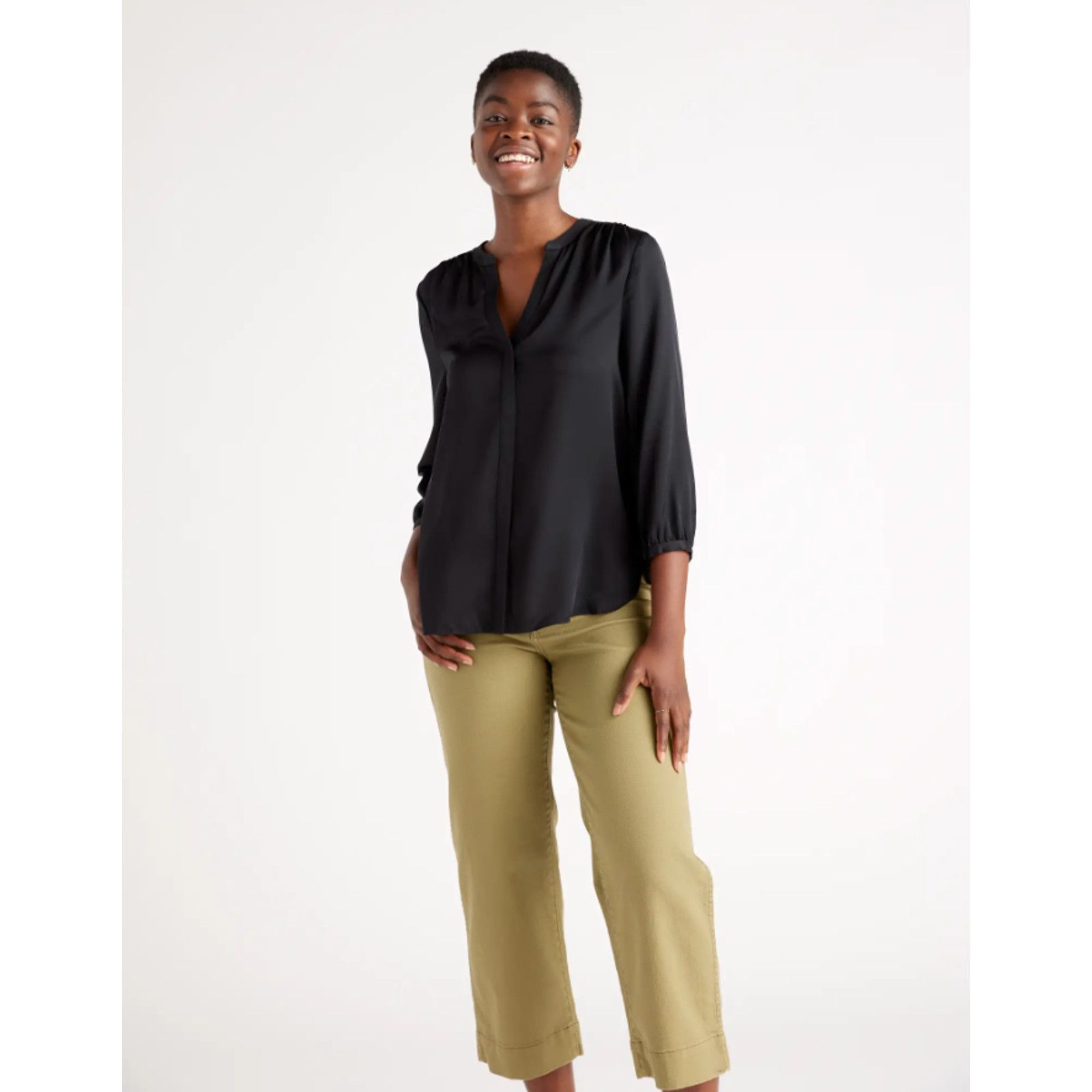 Quince Quince Washable Silk VNeck Button 3/4 Sleeve Pleated Back XS Size XS / US 0-2 / IT 36-38 - 16 Thumbnail