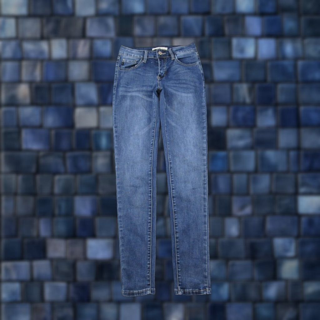 Vintage Kancan Womens Blue Stretch Denim Skinny Jeans Size 3/25 Medium Wash Mid Size 26" / US 2 / IT 38 - 1 Thumbnail