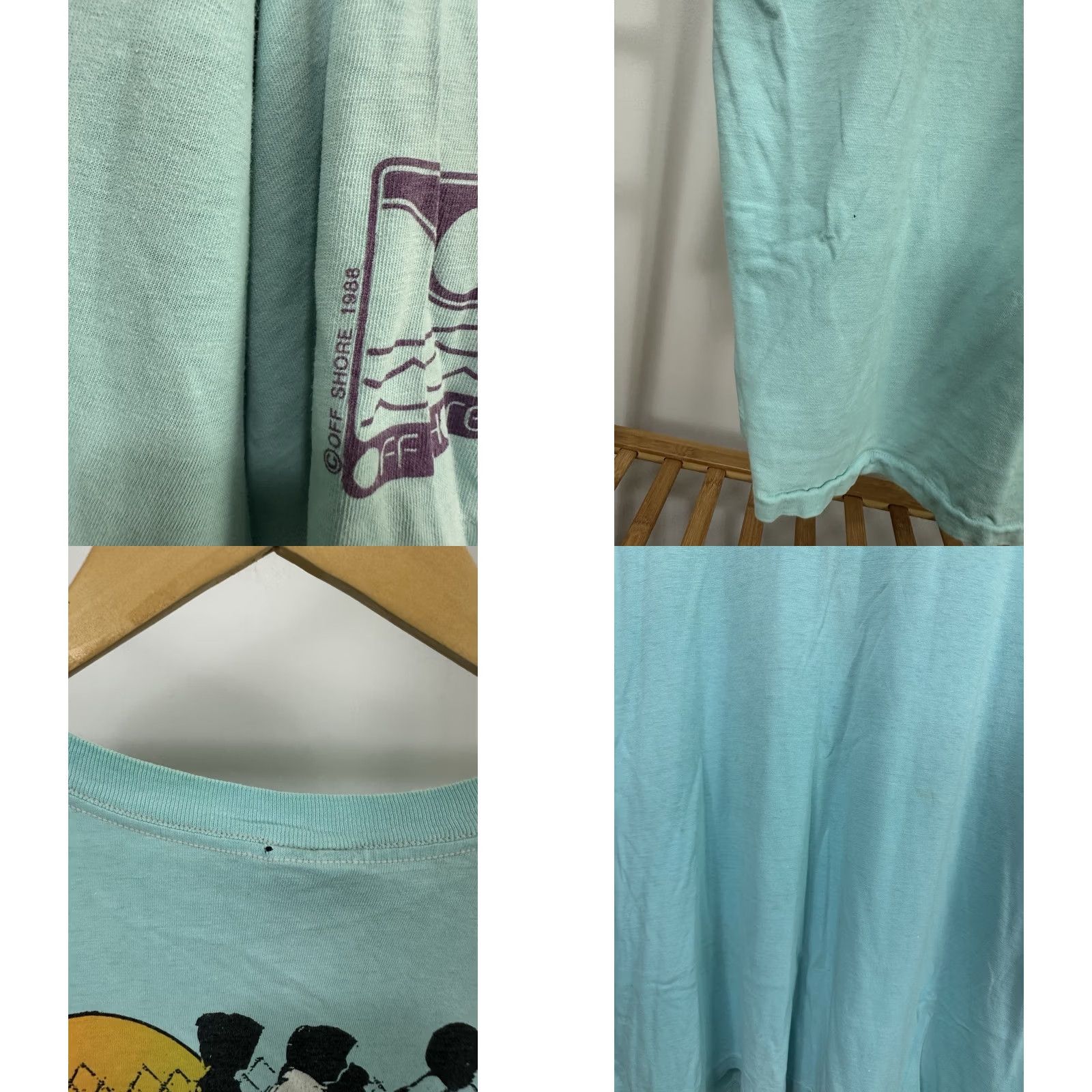 VIBE VTG 80s Off Shore Surf Skate Beach Lifestyle Vibe 1998 T-Shirt XL Teal Mens Short Sleeve Wave Beach Surf Skate Vintage XL T-Shirt off Shore Size US XL / EU 56 / 4 - 8 Thumbnail