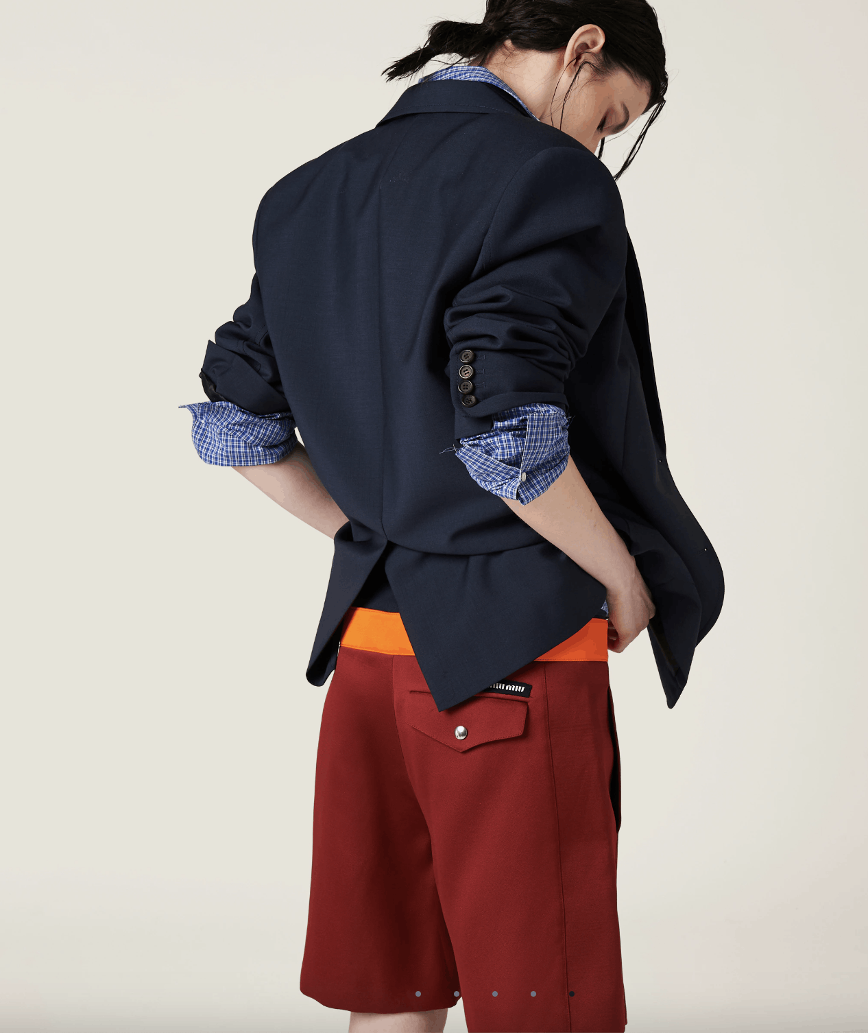 Miu Miu From the SS24 runway contrasting-waistband shorts $ 1,820 Size 30" / US 8 / IT 44 - 16 Thumbnail
