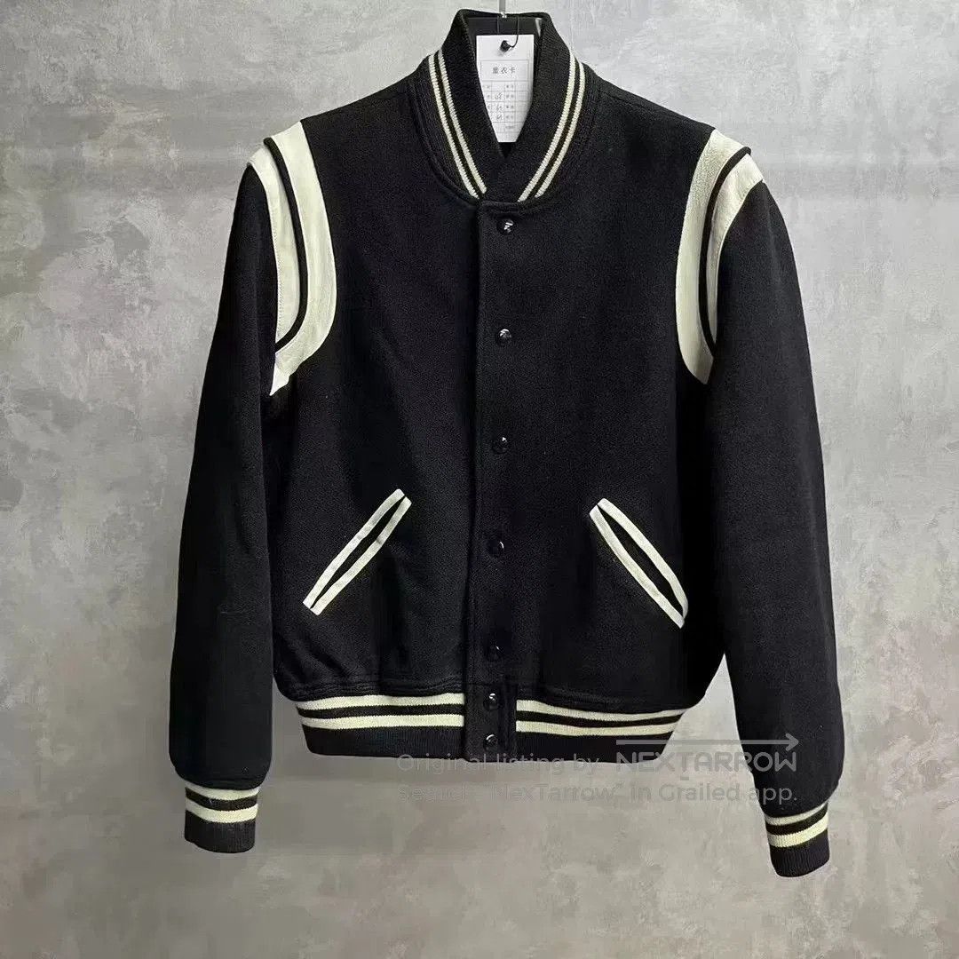Saint Laurent Paris Saint Laurent Black Striped Varsity Jacket. Size US M / EU 48-50 / 2 - 1 Thumbnail
