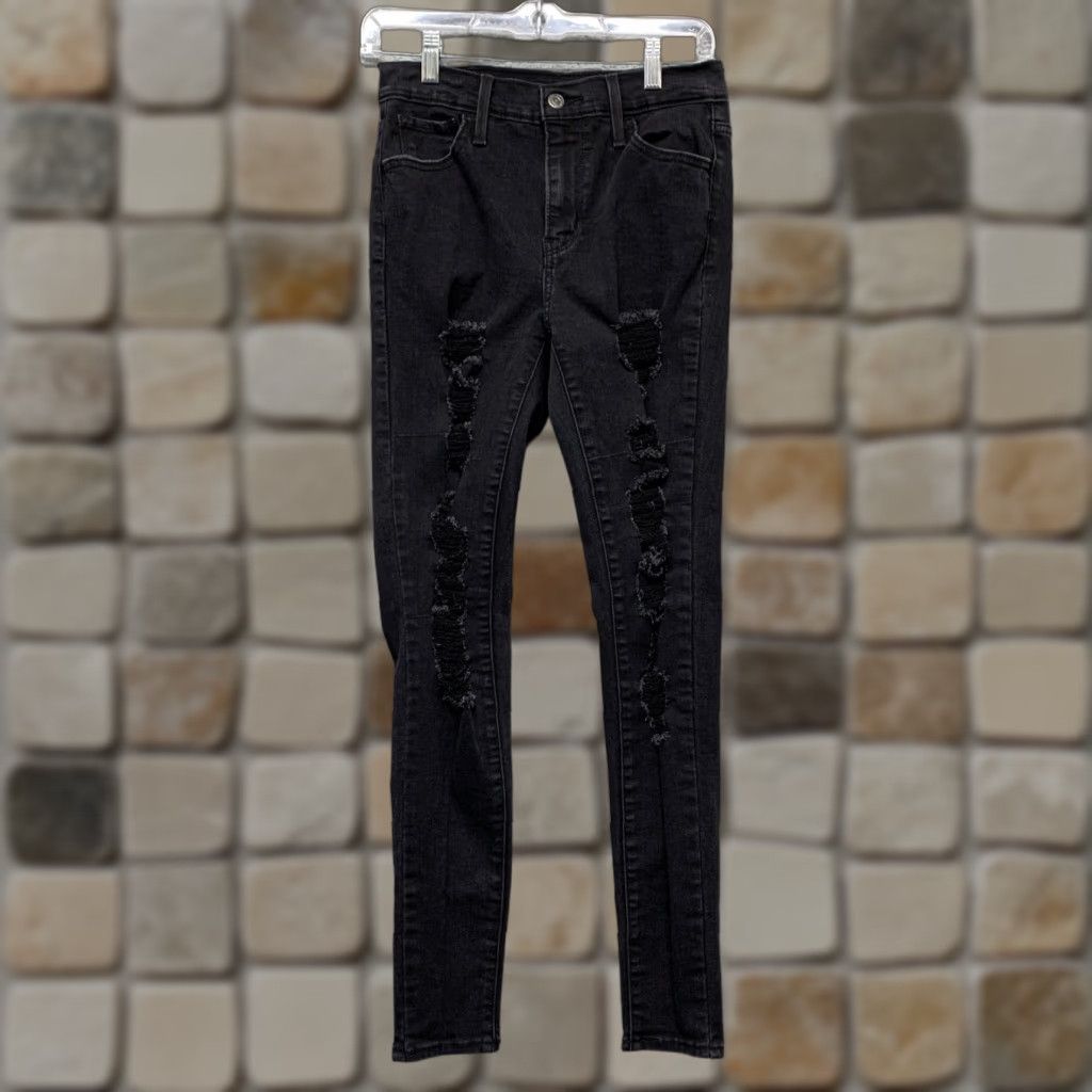 Levi's Levi's 720 Skinny Jeans Black Women’s 26W 30L Designer Distressed Levis Jeans Slim 5-Pocket Denim Mid Rise Regular Size 9, Belt Loops Womens Size 26" / US 2 / IT 38 - 1 Thumbnail