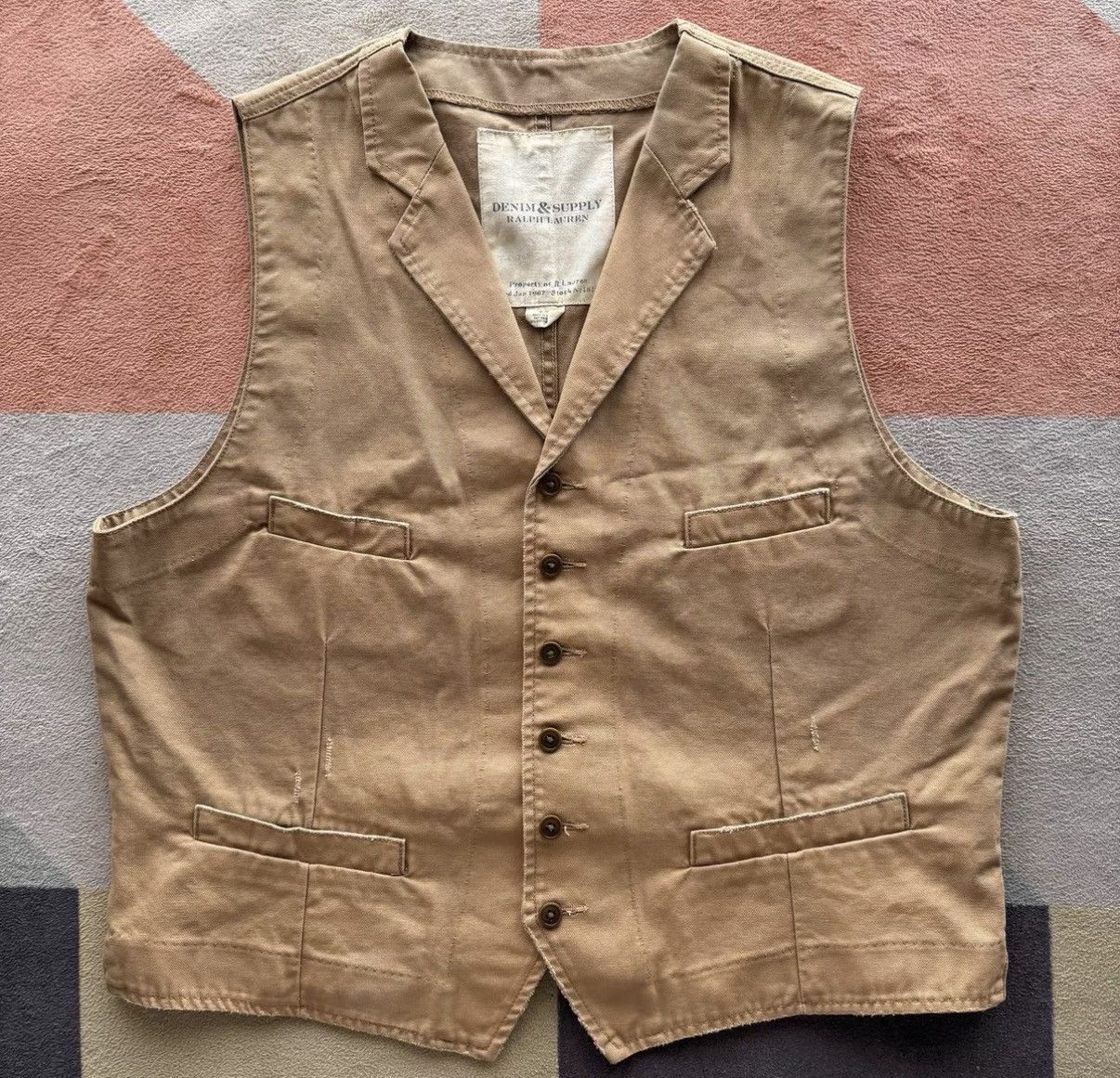 Denim & Supply Ralph Lauren Denim Supply Ralph Lauren Distressed Canvas Cargo Vest K22 Size US XL / EU 56 / 4 - 1 Thumbnail