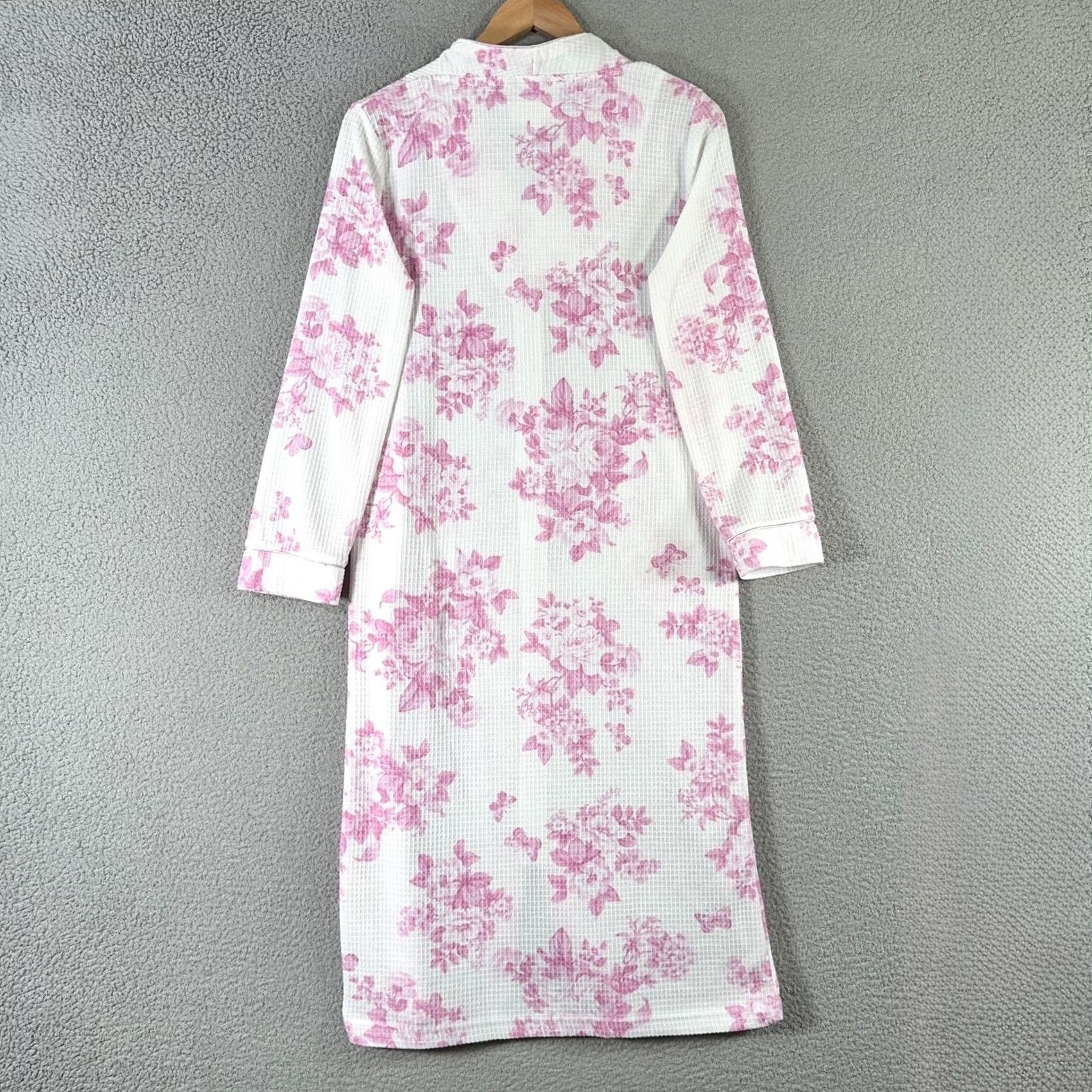 Laura Ashley Laura Ashley Robe Women's Medium Floral Zip Long Sleeve Pockets Waffle Knit Pink Sleeper Kimono Style Vintage: No Size M / US 6-8 / IT 42-44 - 2 Thumbnail
