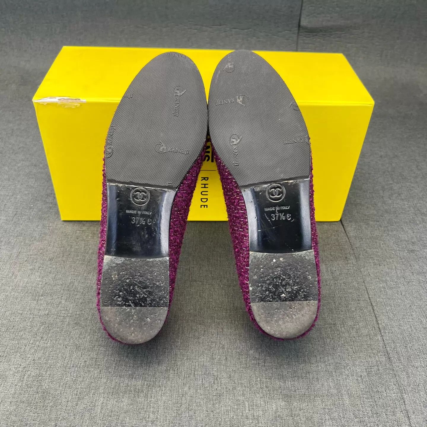 Chanel Chanel Tweed Ballet Flats Purple 37.5 with Box Size US 7 / IT 37 - 7 Thumbnail