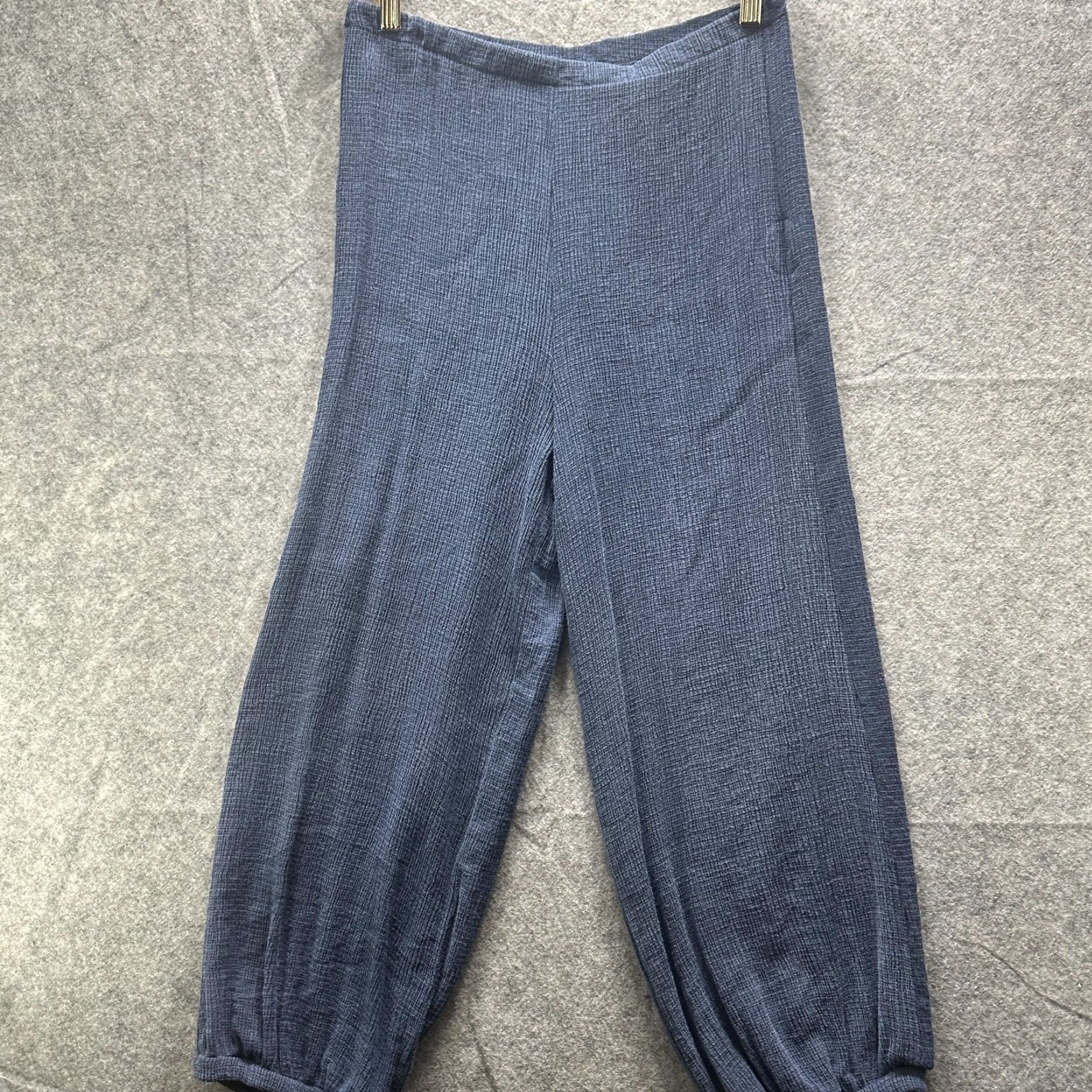 Vintage Bryn Walker Pants Womens Small Blue Textured Knit Jogger Cuffed Pull On USA Size 28" / US 6 / IT 42 - 3 Thumbnail
