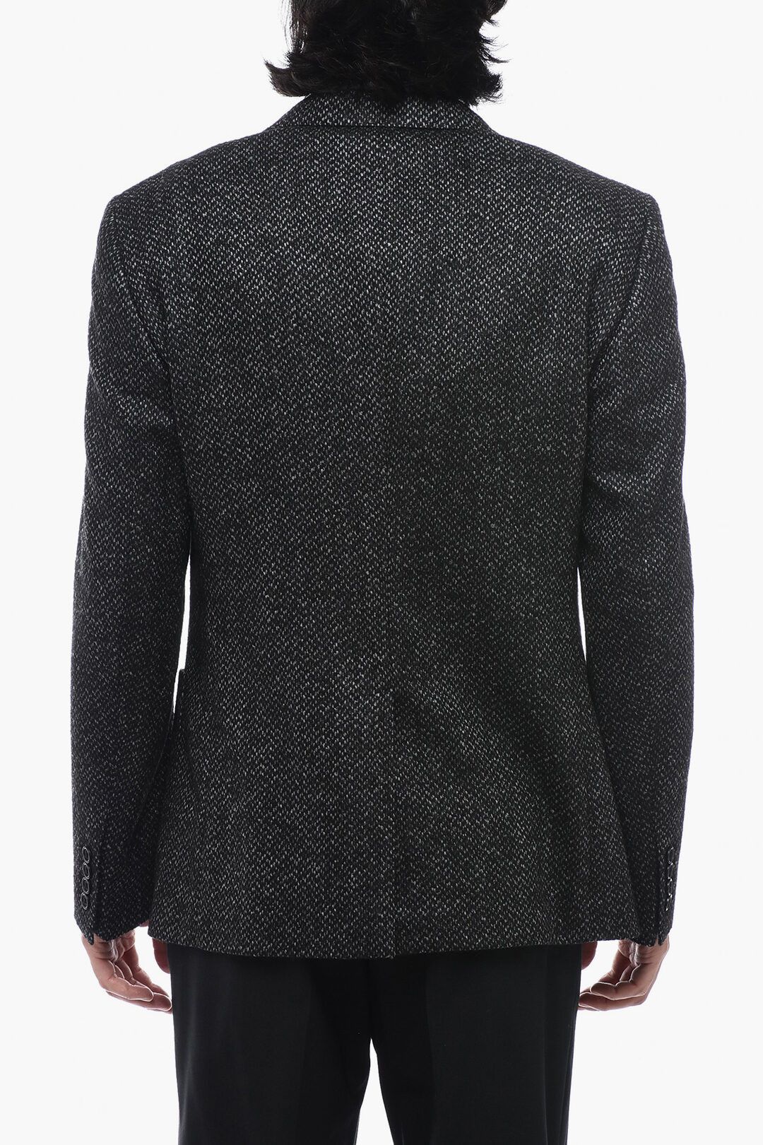 Dolce & Gabbana og1mm0825 Tailored Wool Herringbone Patterned Blazer in Grey Size US L / EU 52-54 / 3 - 2 Thumbnail