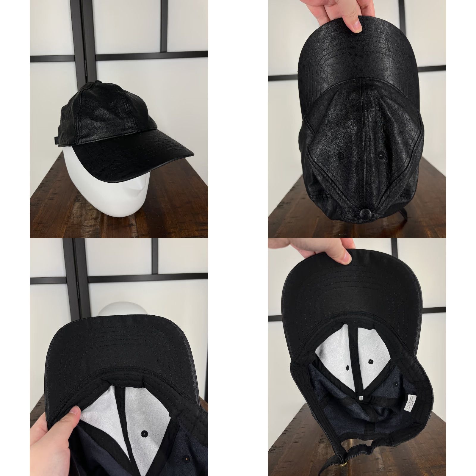 Vintage VINTAGE Black Faux Leather Baseball Cap Adjustable Adult One Size 70s 80s 90s Mens Size ONE SIZE - 8 Thumbnail