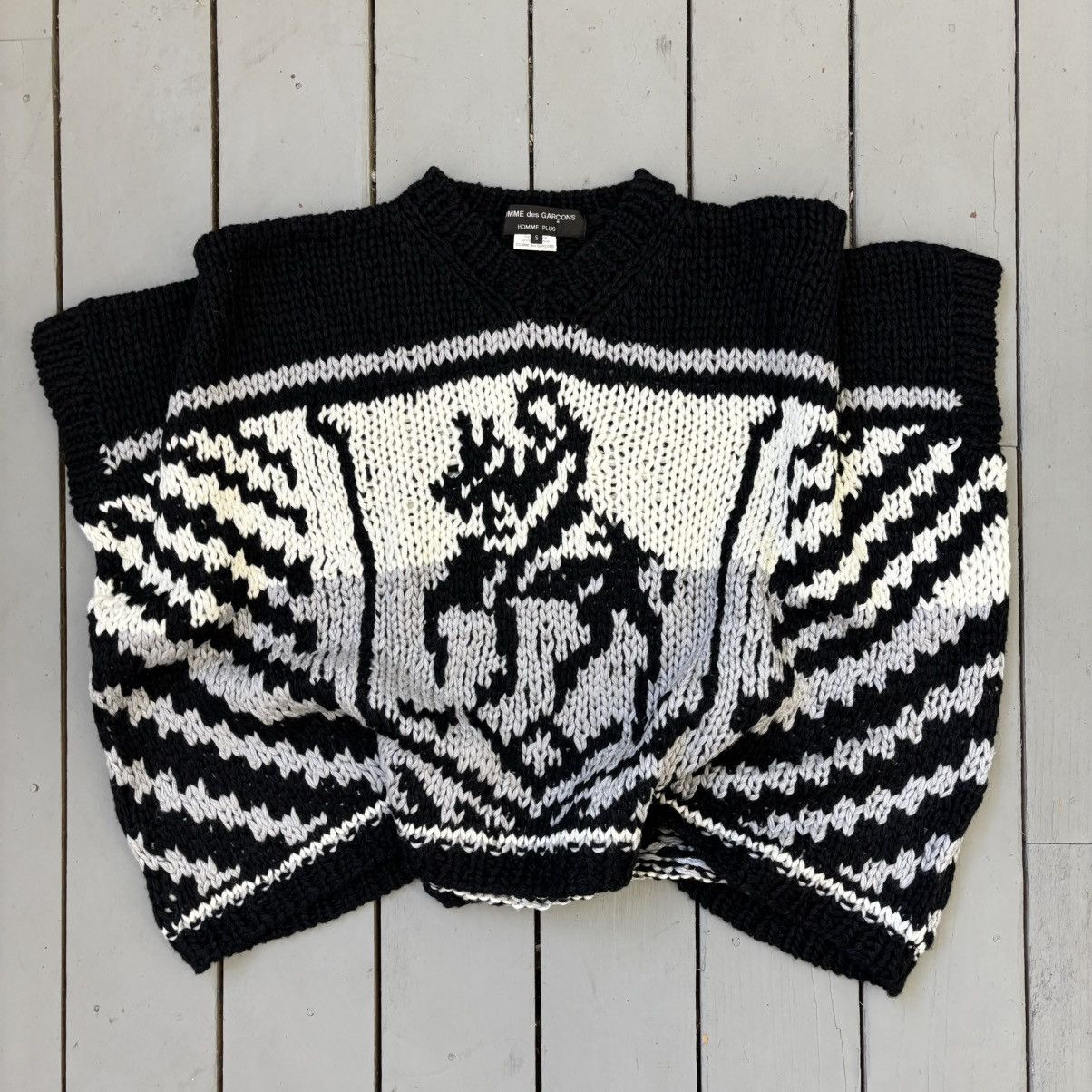 Comme des Garcons Homme Plus Wool Blend Knit Cowboy Poncho Size US S / EU 44-46 / 1 - 1 Thumbnail