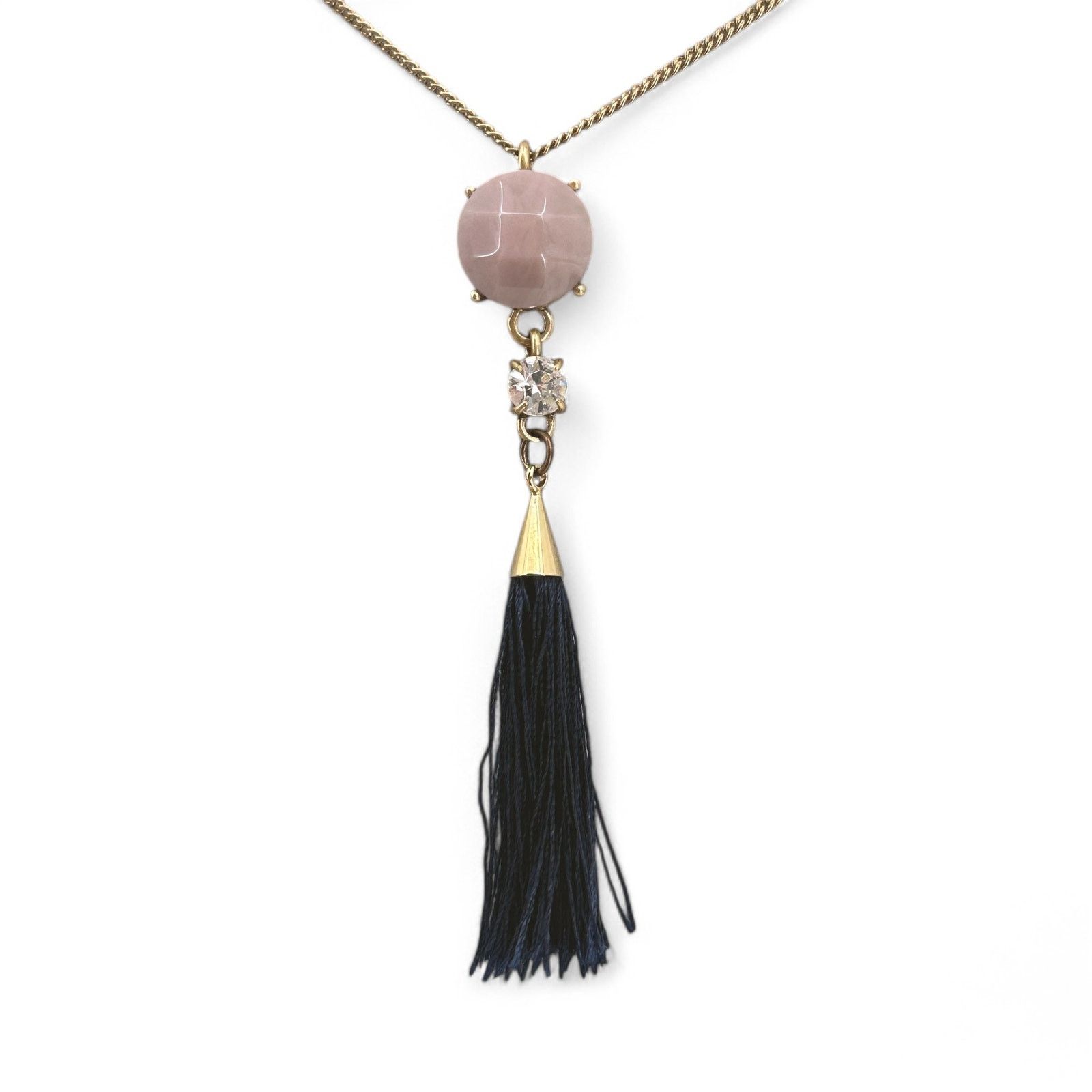 Ann Taylor Ann Taylor Necklace Rhinestone and Black Tassel Pendant Size ONE SIZE - 4 Thumbnail