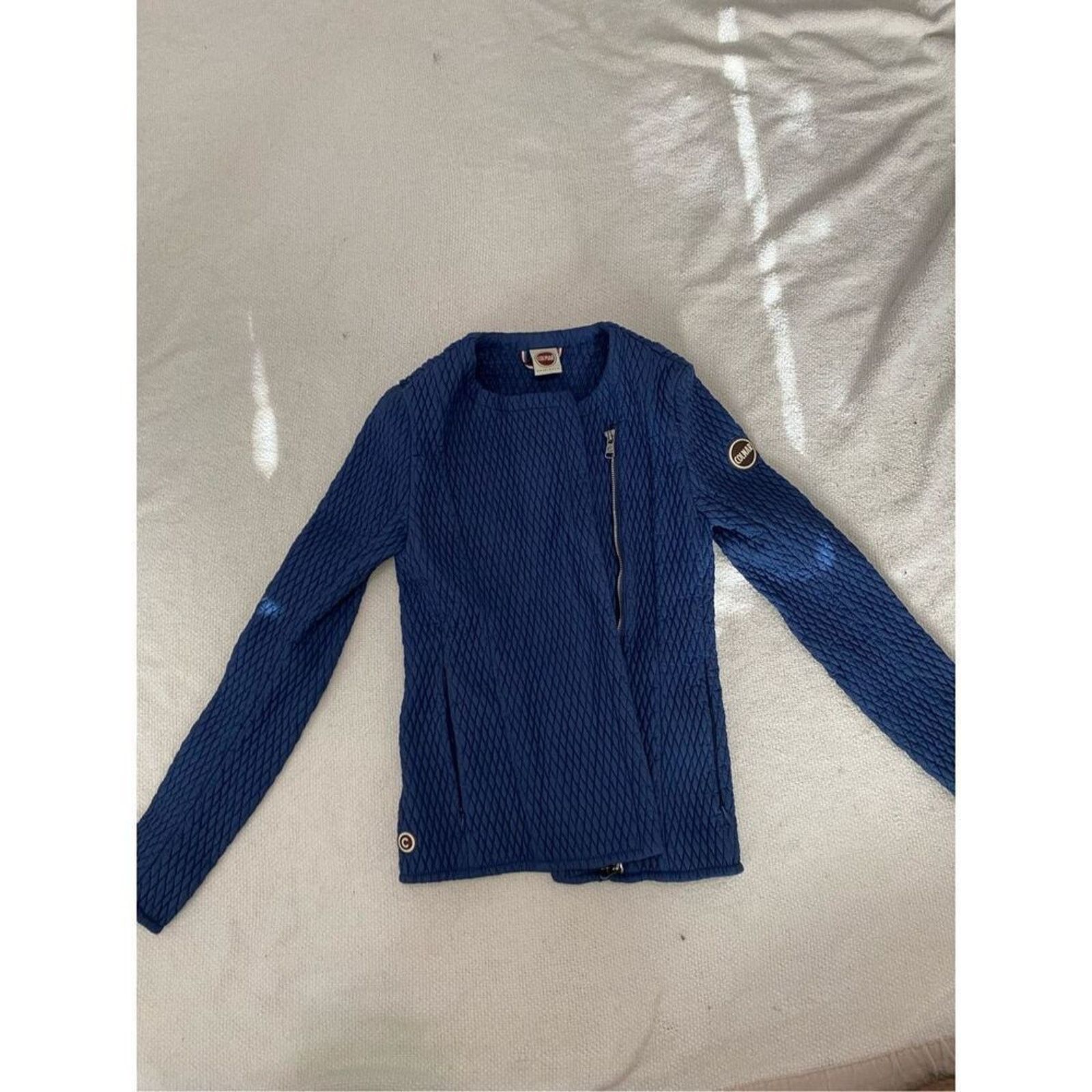 Colmar Colmar Blue Textured Zip Front Blazer Jacket | Sz 40 (US 4) Size S / US 4 / IT 40 - 5 Thumbnail