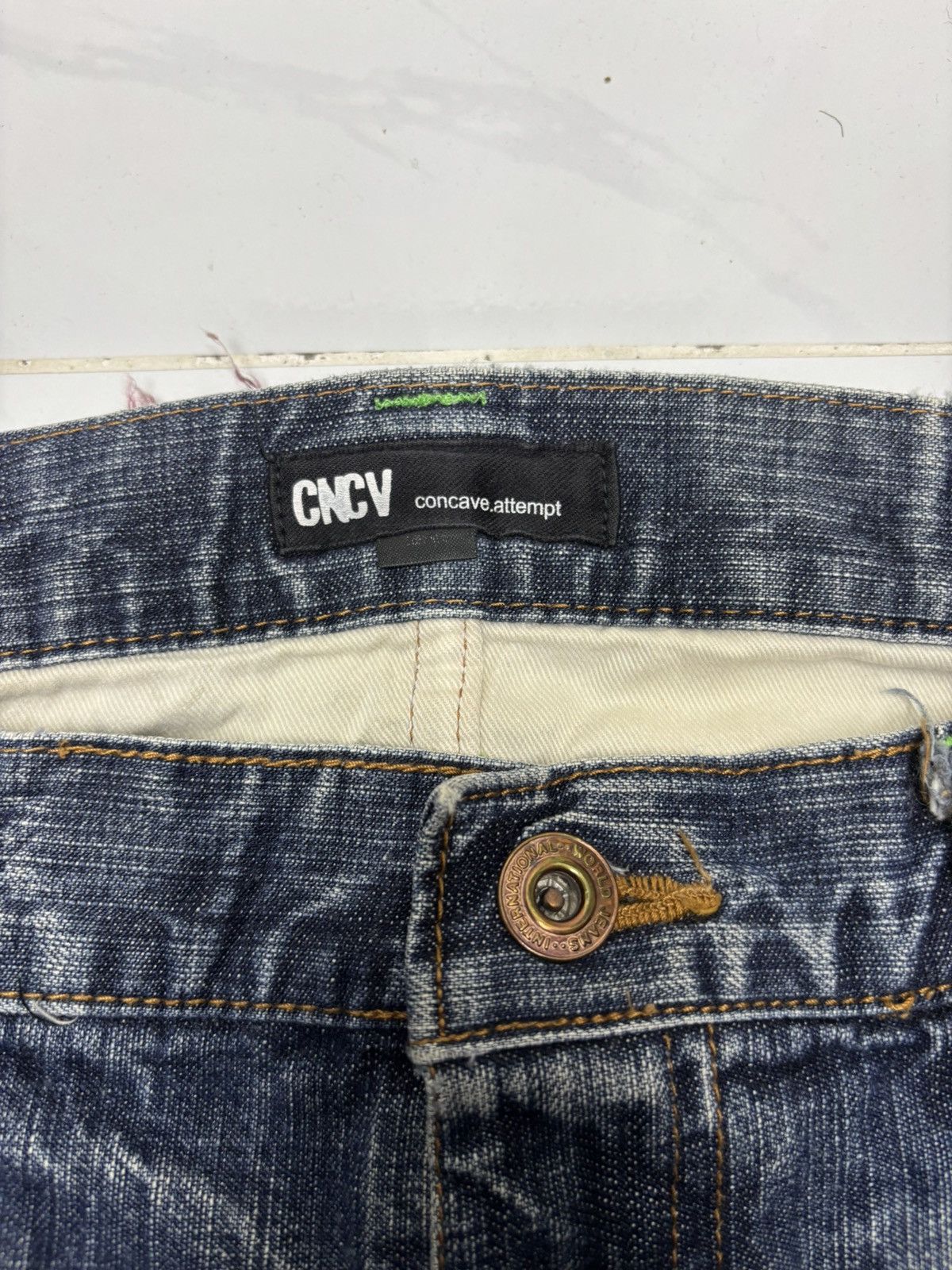 Hysteric Glamour 🔥Double Waist CNCV Concave Attempt DISTRESS THRASHED JEANS Size US 34 / EU 50 - 9 Thumbnail