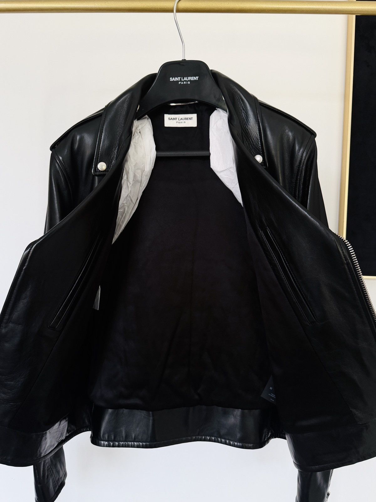 Saint Laurent Paris Saint Laurent Paris – Iconic Black Leather Biker Jacket Size US L / EU 52-54 / 3 - 6 Thumbnail
