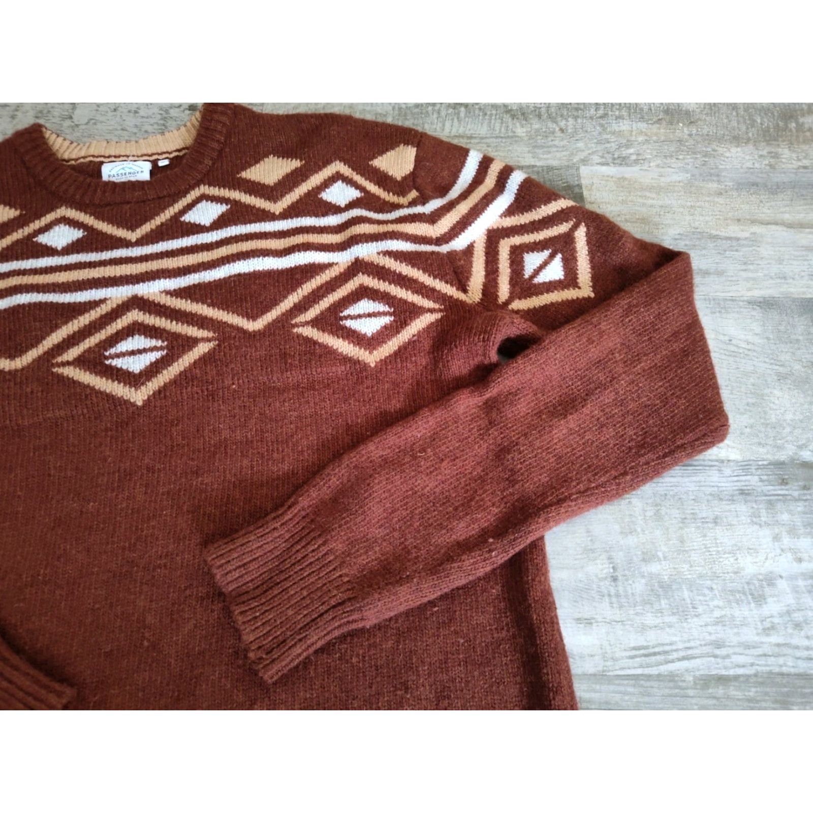 Vintage Passenger Men's Wool Blend Sweater XL Geometric Crew Neck Heavyweight Casual Winter Size US XL / EU 56 / 4 - 4 Thumbnail