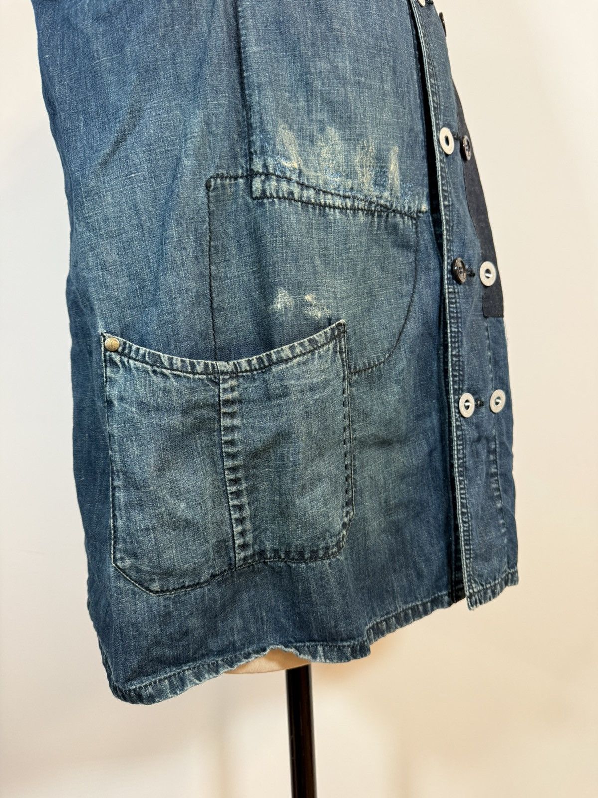 Yves Saint Laurent YSL SS2007 Cotton-Linen Denim Patchwork Chore Jacket - IT 54 Size US L / EU 52-54 / 3 - 14 Thumbnail