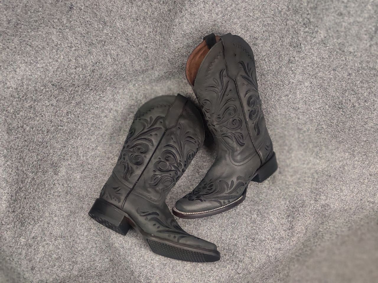 Sancho Boots Circle G Cowboy Western Black Leather Boots Vintage Shoes Size US 9 / IT 39 - 15 Thumbnail