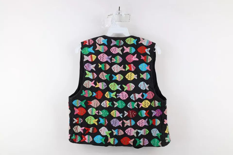 Vintage Vintage 90s Streetwear Patchwork Fish Open Front Vest Jacket Size M / US 6-8 / IT 42-44 - 7 Thumbnail