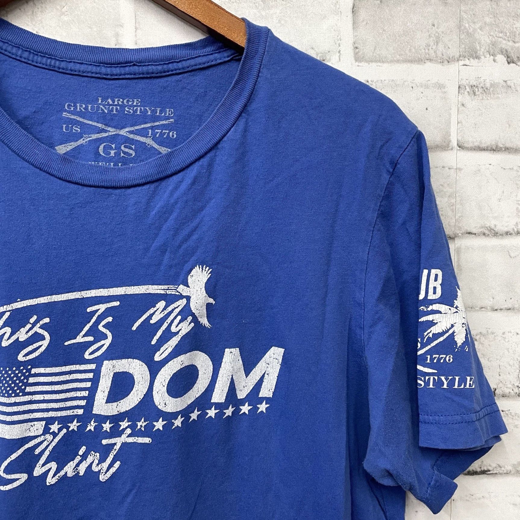 Vintage Grunt Style 100% Cotton Blue graphic Tee Mens Size L Made in USA Size US L / EU 52-54 / 3 - 2 Thumbnail
