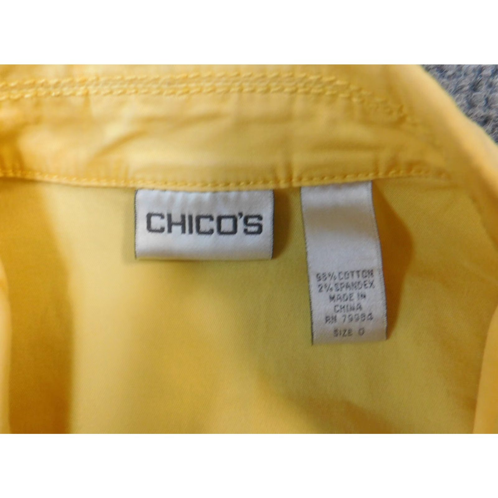 Vintage Chico's Jacket Womens 0 Yellow Button Zip Casual Knit Cotton Blend Size XS / US 0-2 / IT 36-38 - 4 Thumbnail