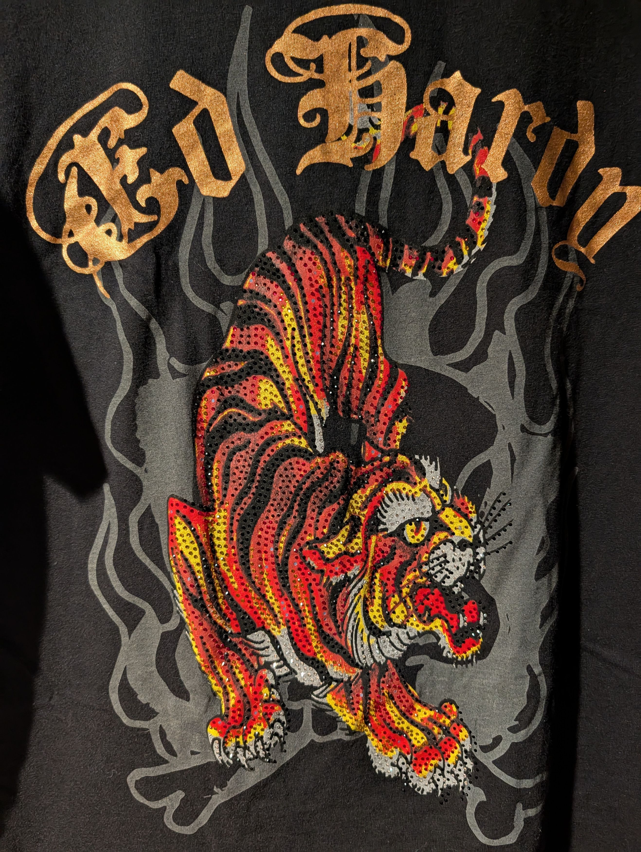 Ed Hardy Vintage Y2K Ed Hardy Rhinestones Tiger Flames Large T-Shirt Size US L / EU 52-54 / 3 - 2 Thumbnail