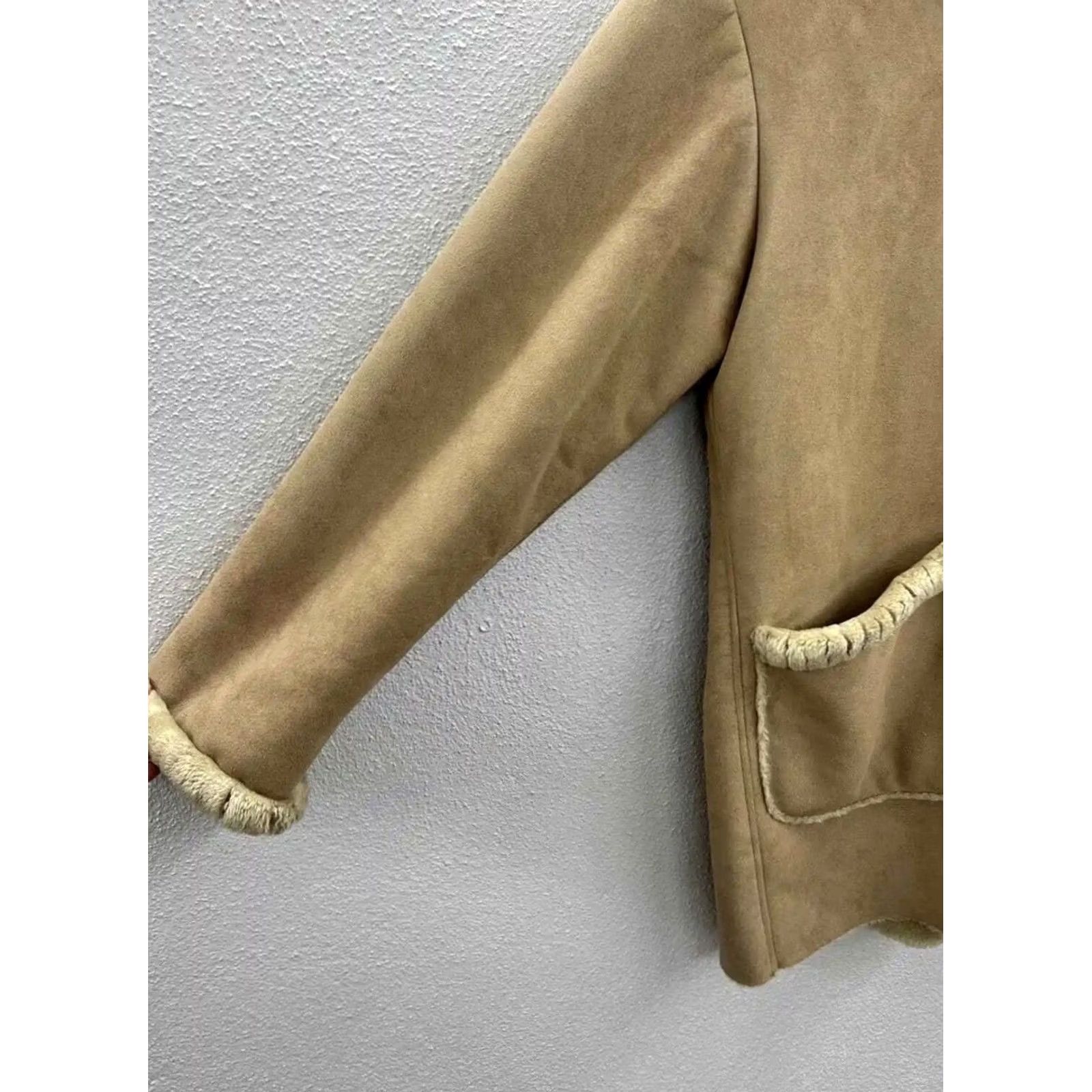 Jones New York Womens Jones New York Coat Brown Hooded Faux Leather Heavy Button Up M Size M / US 6-8 / IT 42-44 - 4 Thumbnail