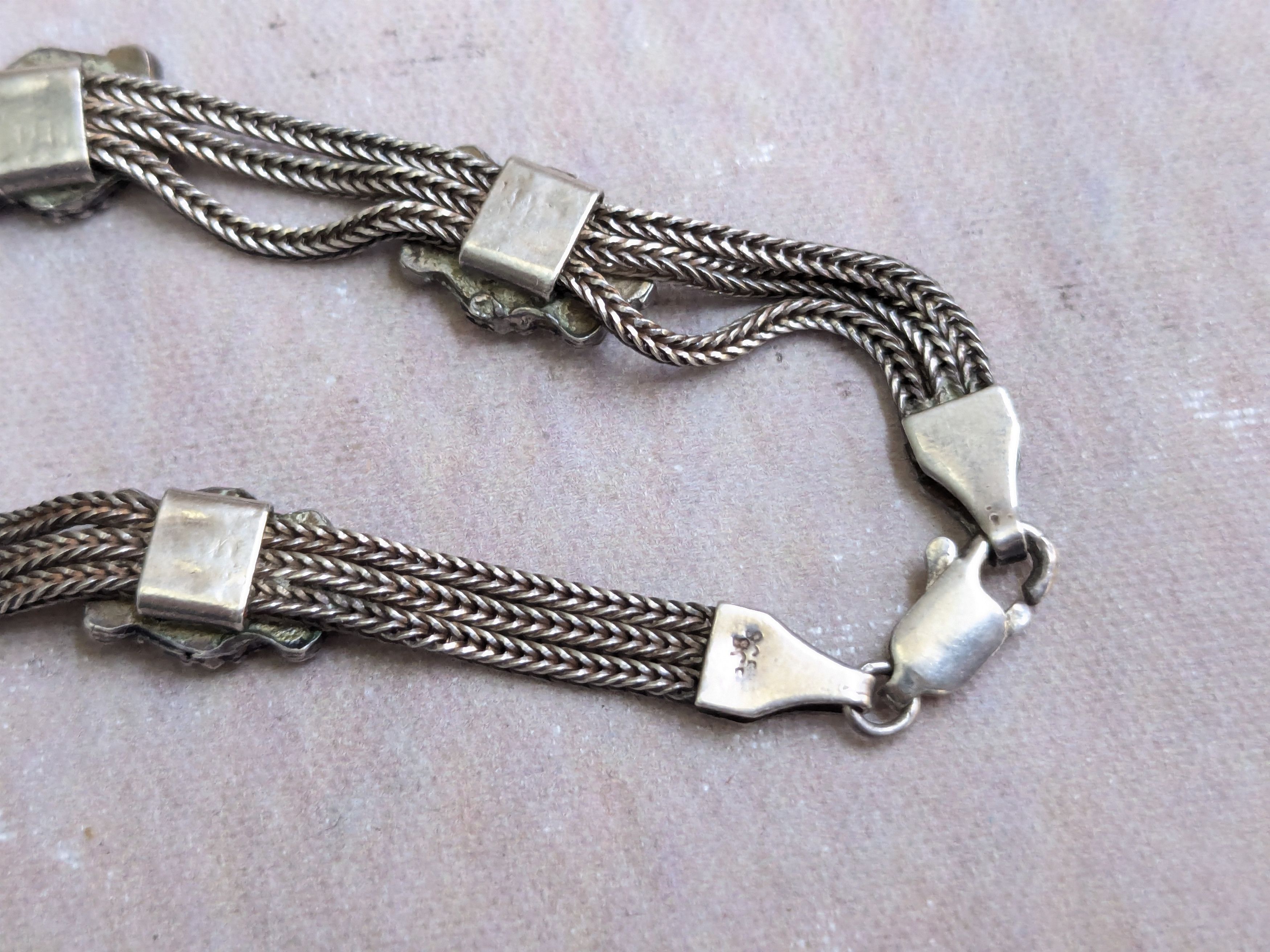 Jewelry Vintage Sterling Silver Bracelet Flower 7.5 Size ONE SIZE - 6 Thumbnail