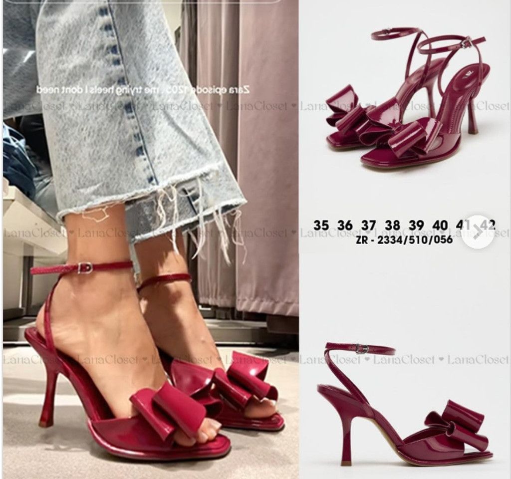Zara Zara Patent Effect Bow Sandals Size 39 Size US 8 / IT 38 - 6 Thumbnail