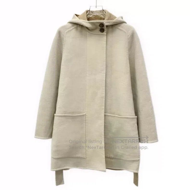 Hermes Hermes Khaki Cashmere Hooded Belted Long Sleeve Coat Size XXS / US 00 / IT 34 - 1 Thumbnail