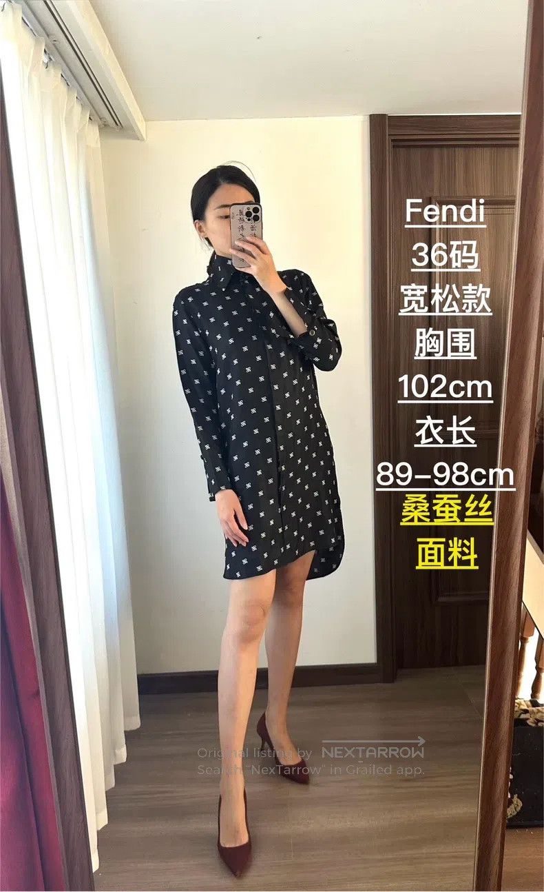 Fendi Fendi Shirt Dress, Mulberry Silk Fabric with Full Letter L Size XXS / US 00 / IT 34 - 1 Thumbnail