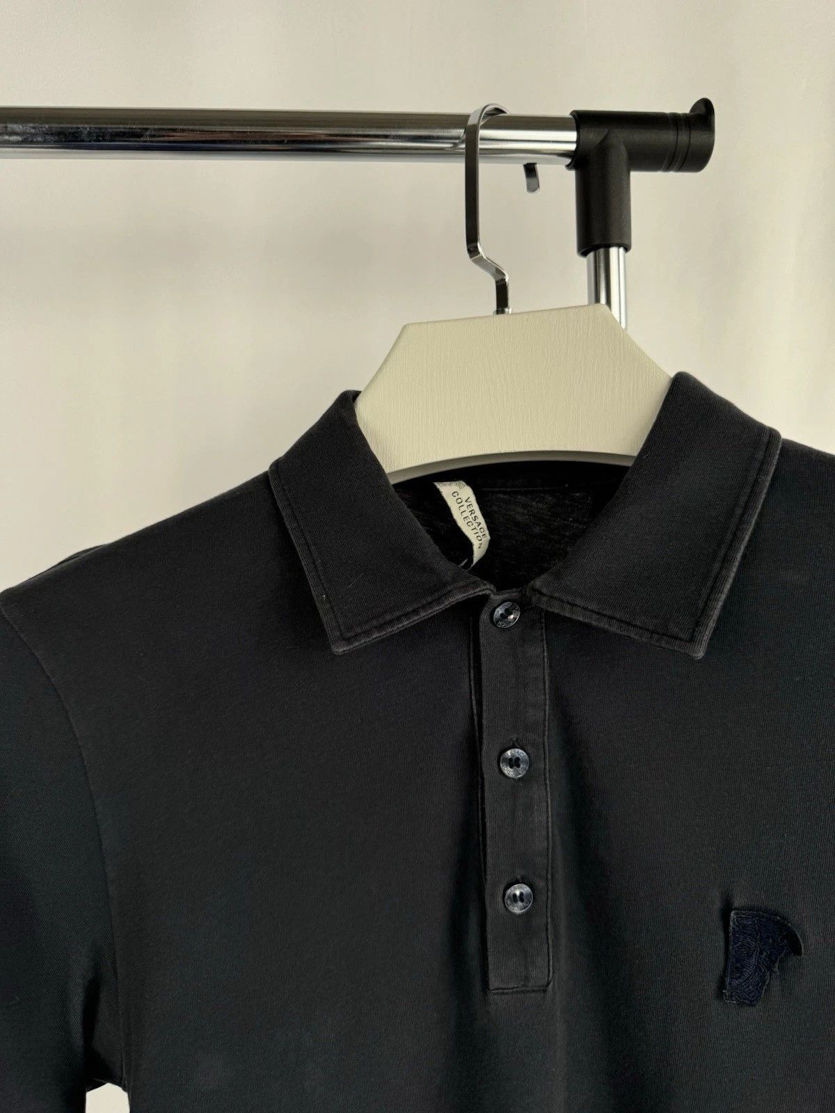 Versace Authentic Versace Polo –Black Designer Shirt with Subtle Em Size US M / EU 48-50 / 2 - 6 Thumbnail