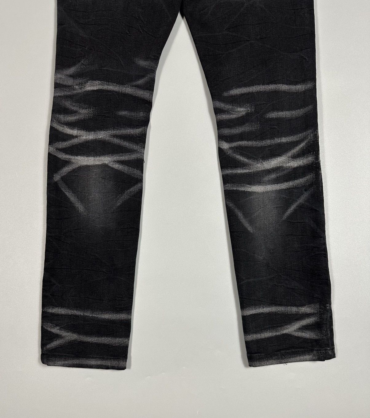 Amiri Amiri MX1 Distressed Ripped Wool Patch Black Denim Jeans Size US 34 / EU 50 - 7 Thumbnail